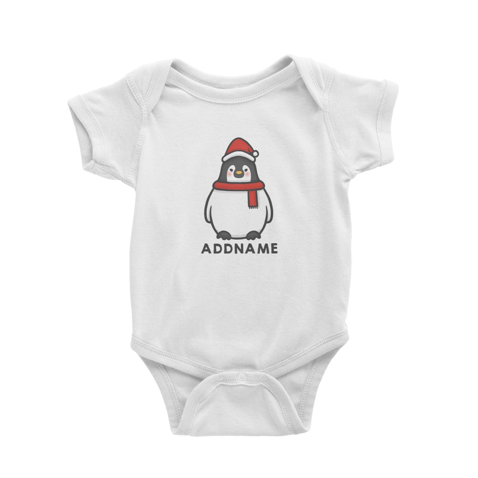 Xmas Cute Pengiun Christmas Hat Addname Accessories Baby Romper