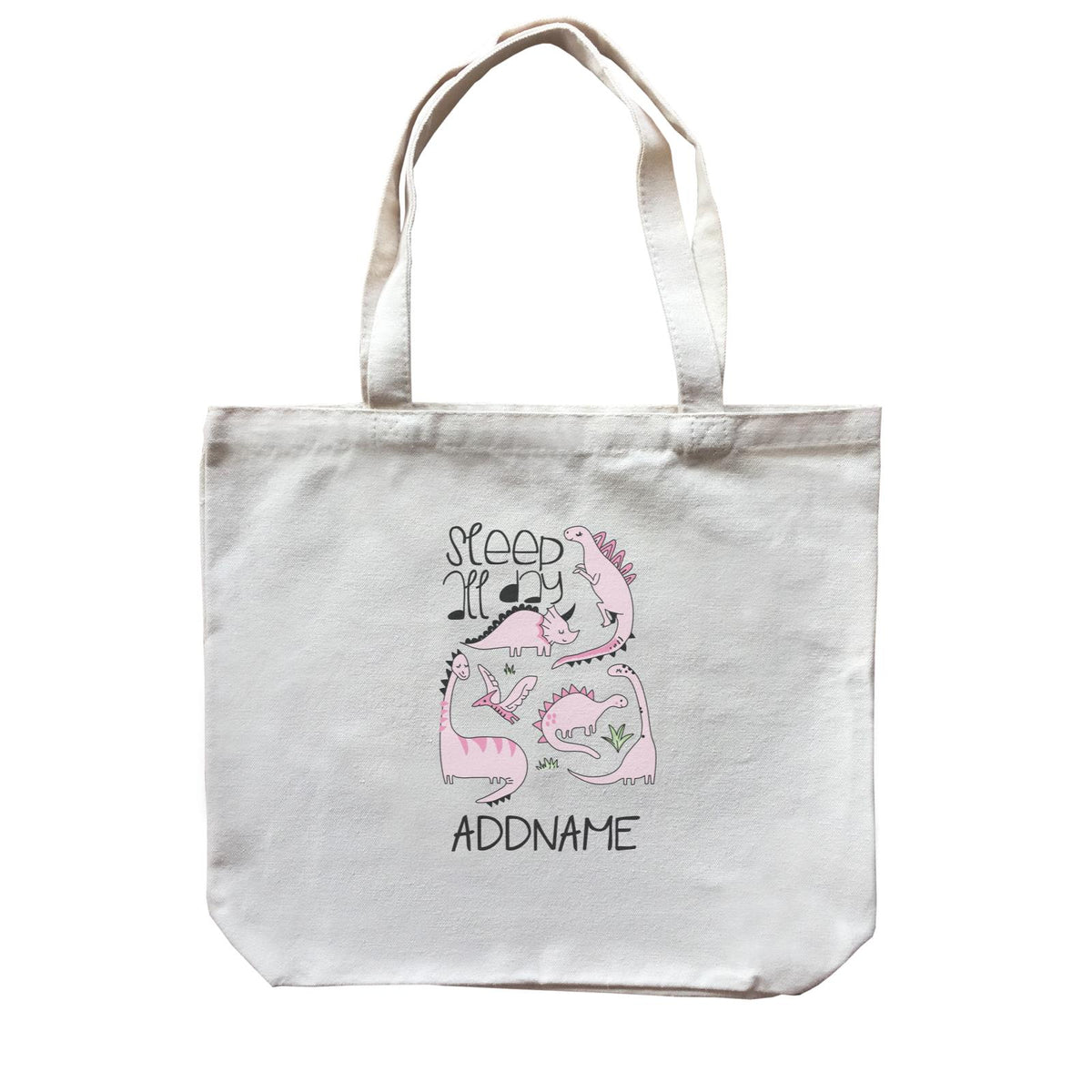 Cool Vibrant Series Sleep All Day Dinosaur Addname Canvas Bag