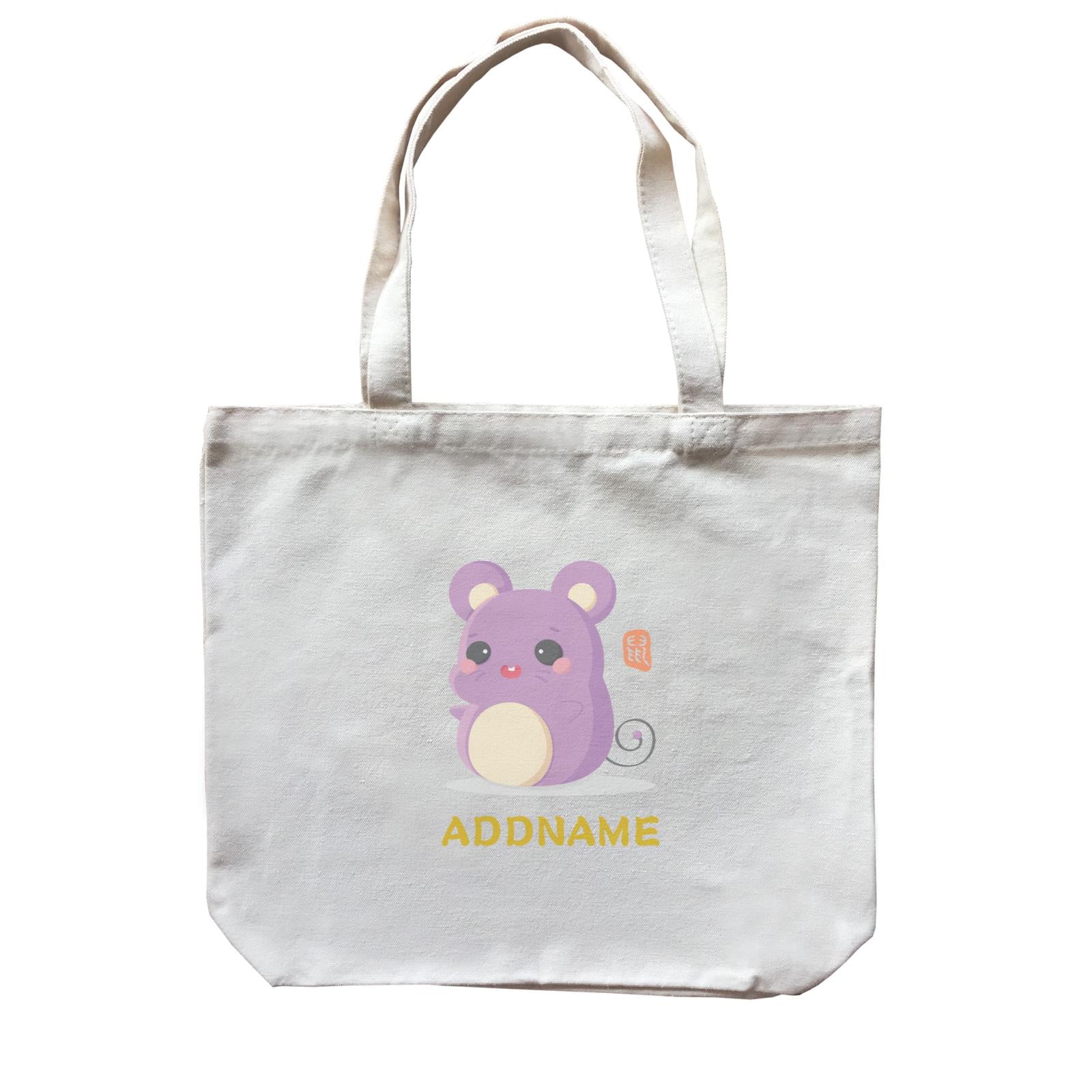 Chinese New Year Cute Twelve Zodiac Animals Rat Addname Canvas Bag