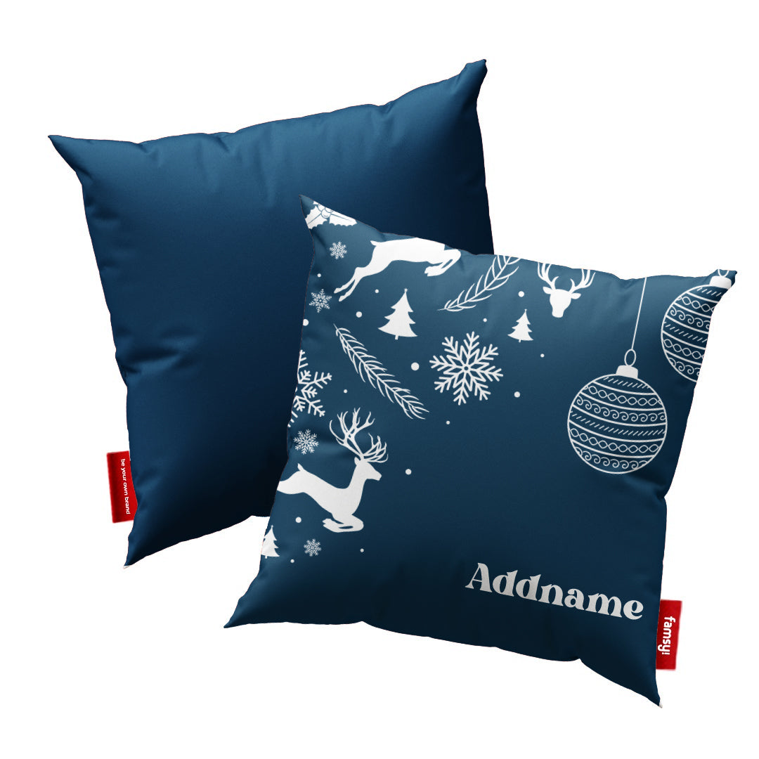 Christmas Series Full Print Cushion - Jubilant Reindeers Blue