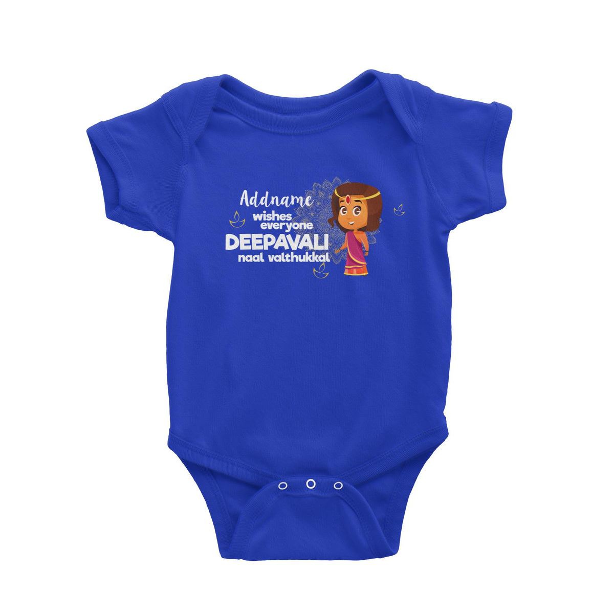Cute Girl Wishes Everyone Deepavali Addname Baby Romper