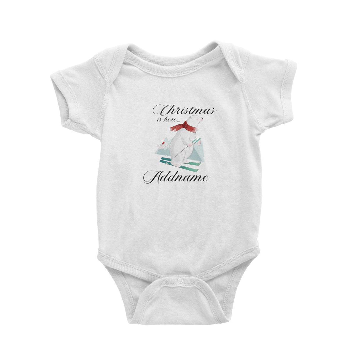 Christmas Cute Polar Bear Skating On Snow Christmas Here Addname Baby Romper