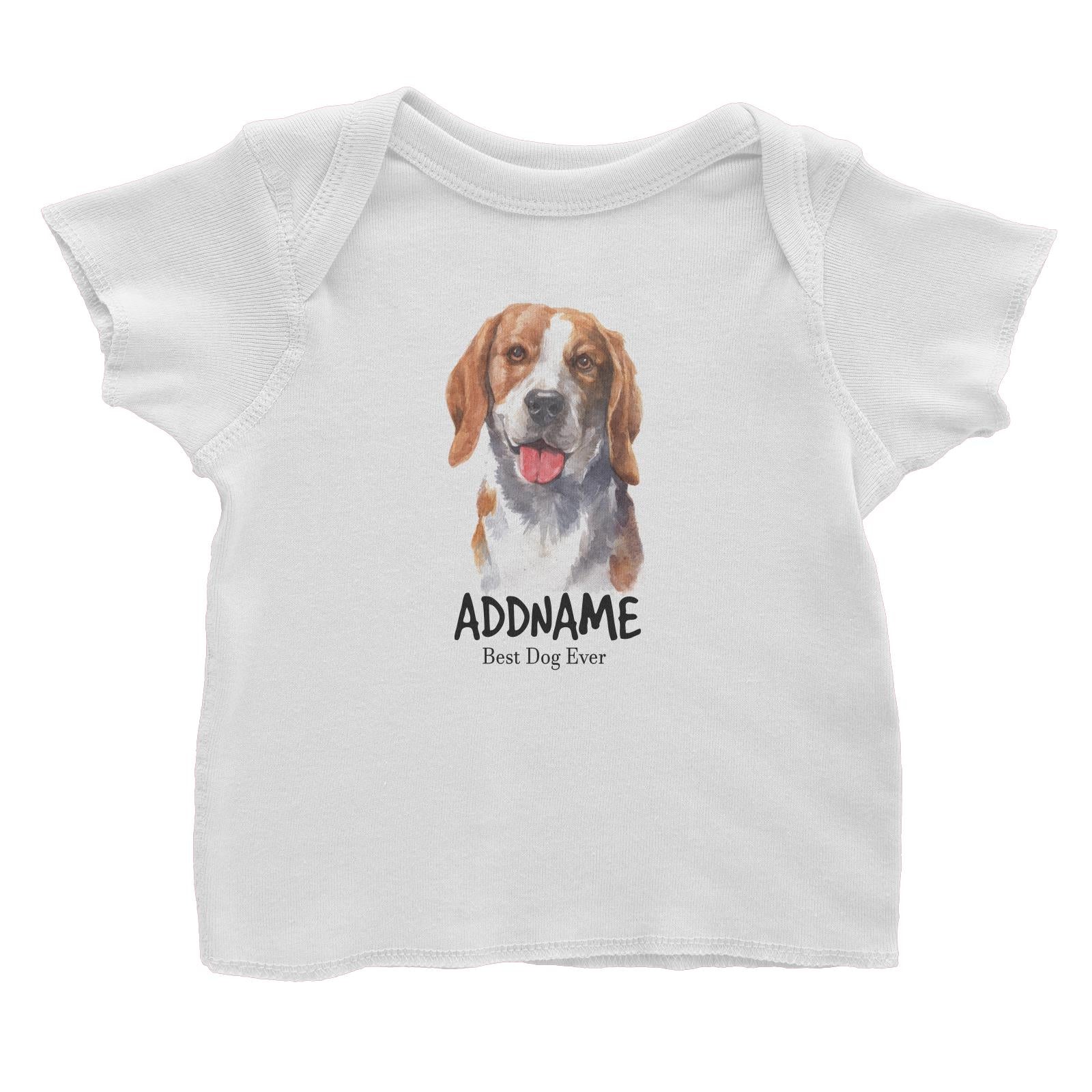 Watercolor Dog Beagle Smile Best Dog Ever Addname Baby T-Shirt