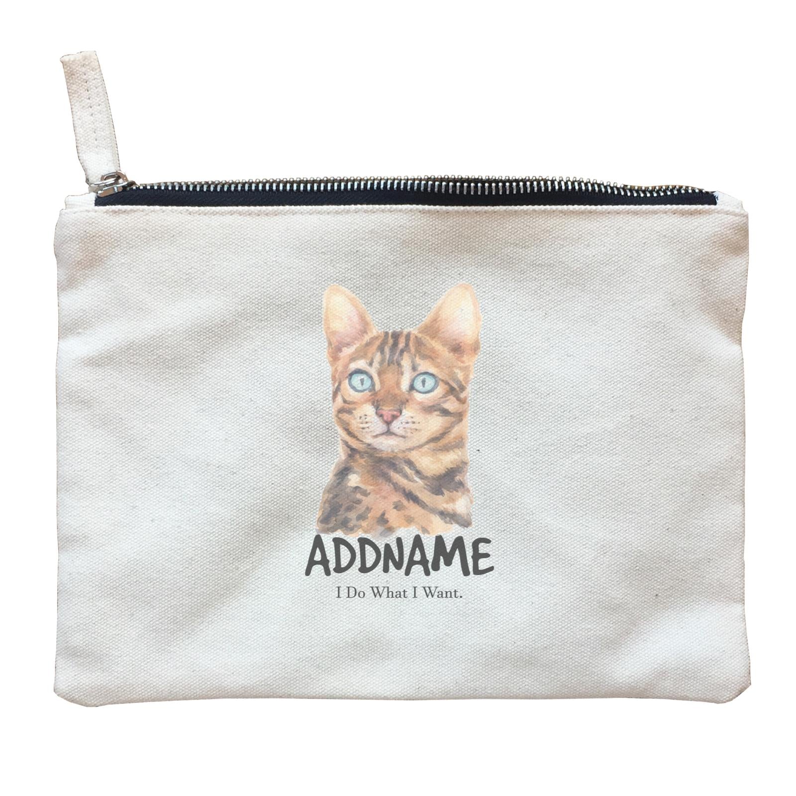 Watercolor Cat Bengal Cat I Do What I Want Addname Zipper Pouch
