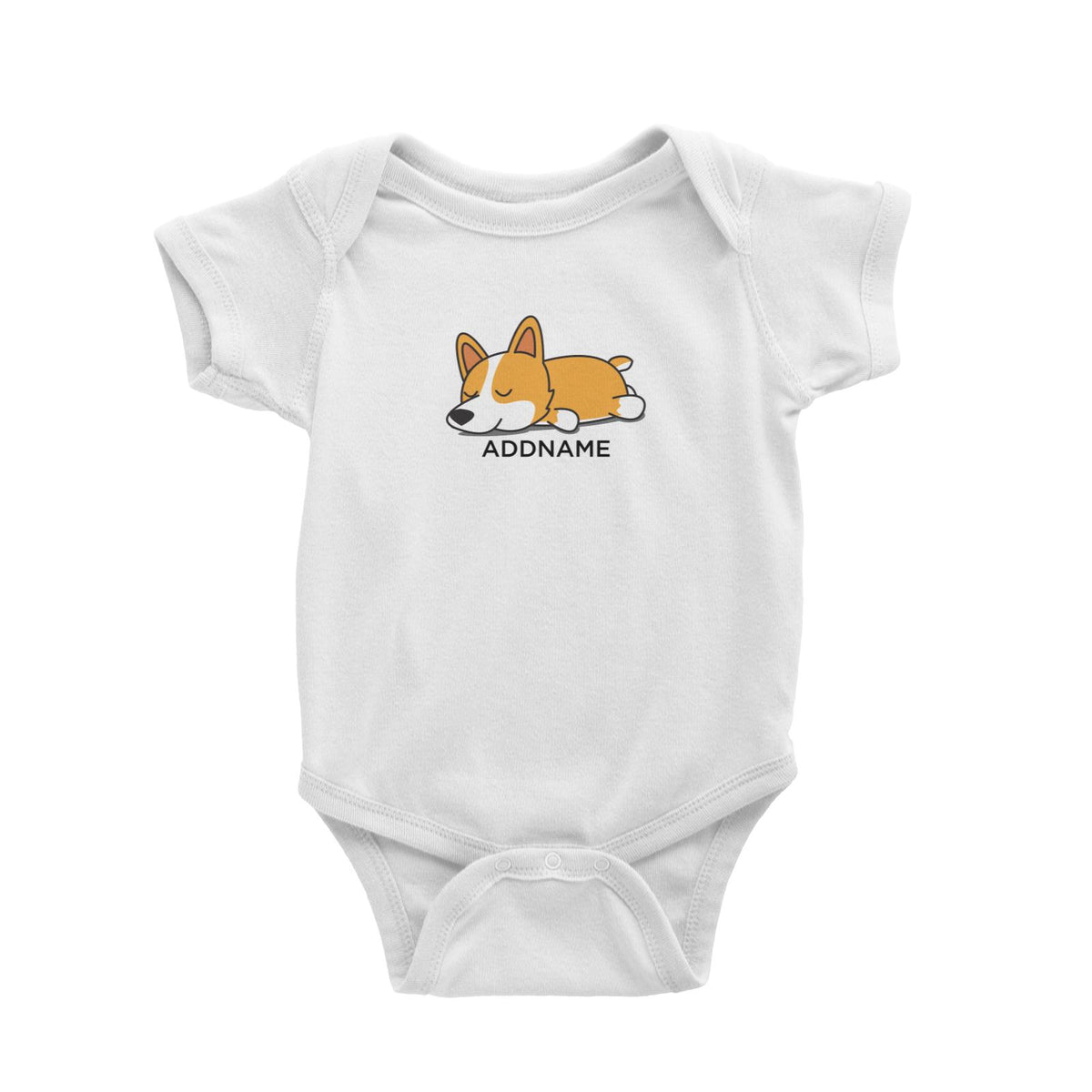 Lazy Corgi Dog Addname Baby Romper