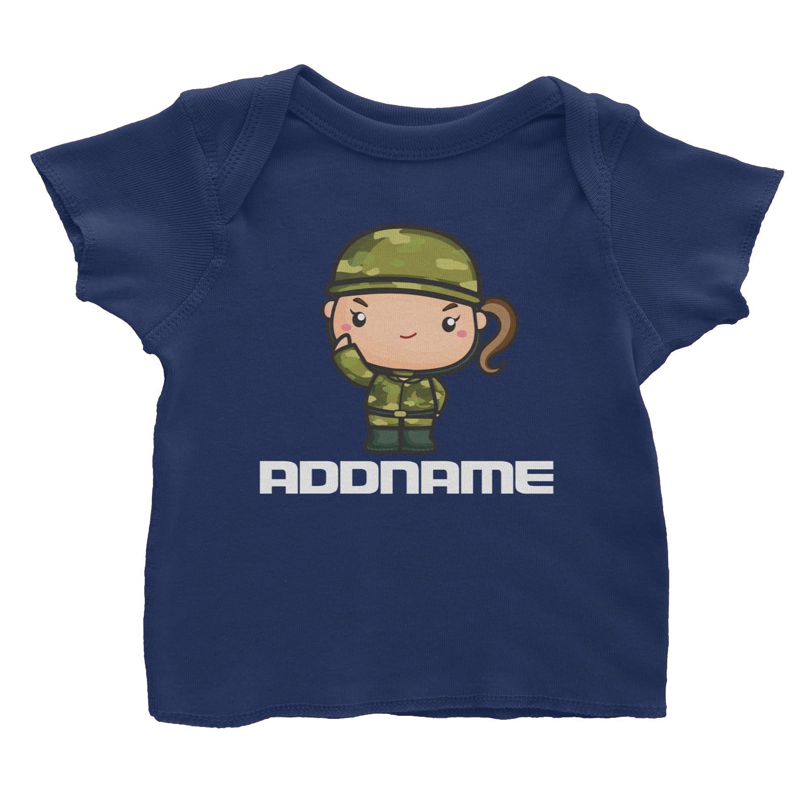 Birthday Battle Theme Army Soldier Girl Addname Baby T-Shirt