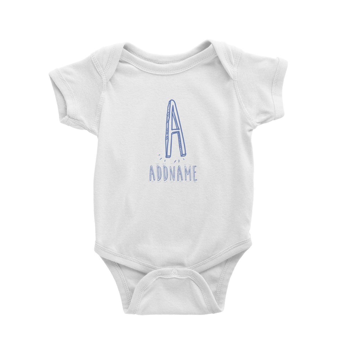 Comical Add Initial and Add Name in Blue Baby Romper