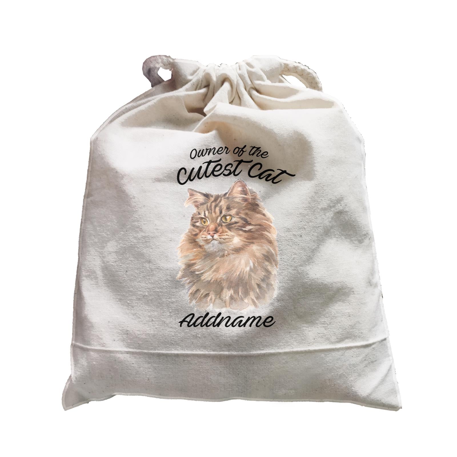 Watercolor Owner Of The Cutest Cat Siberian Cat Brown Addname Satchel