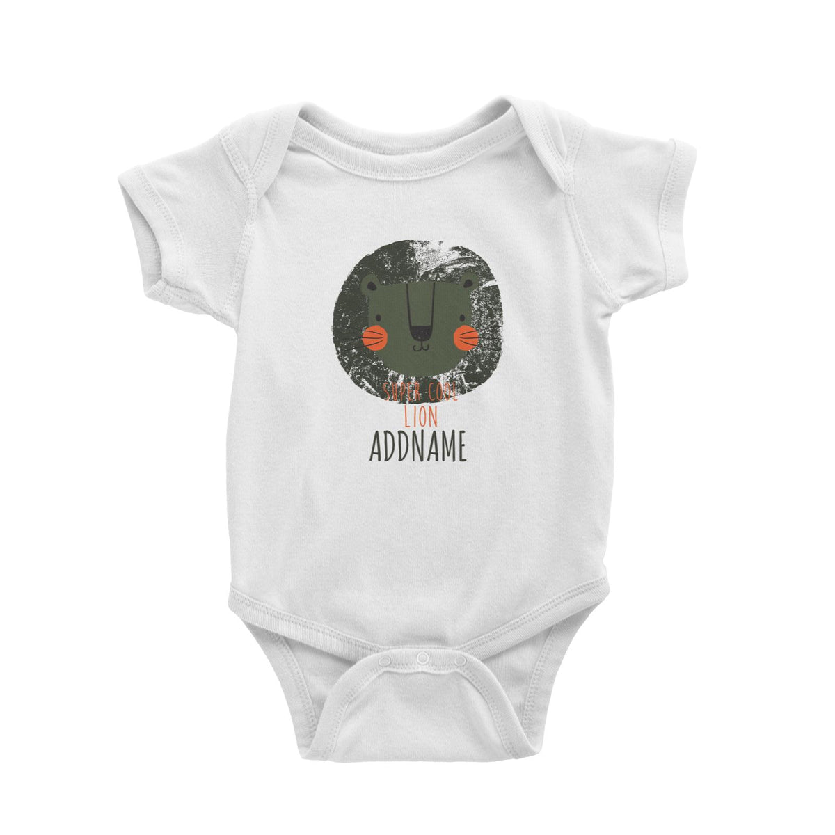 Super Cool Lion Addname White Baby Romper