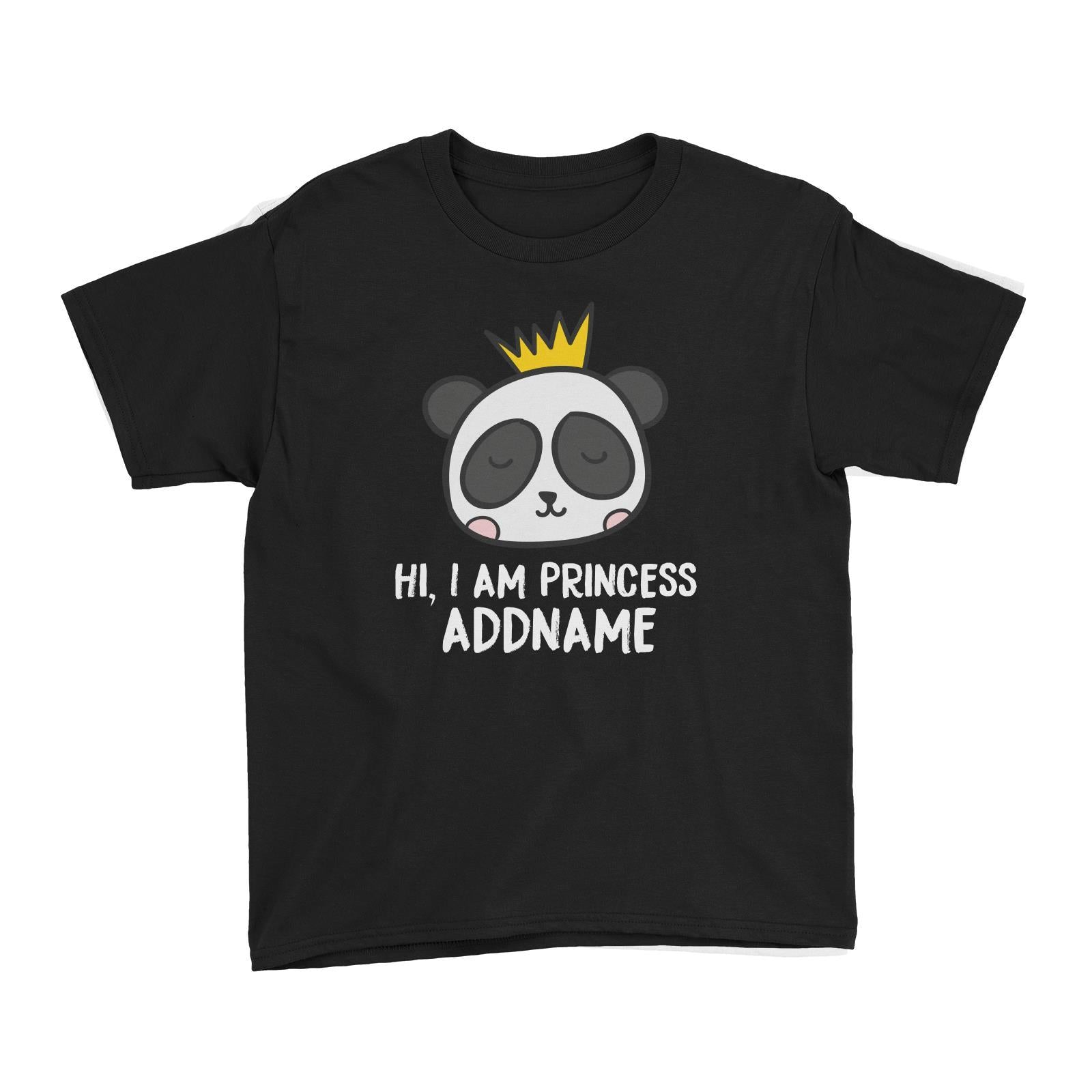 Cute Panda Hi I Am Princess Addname Kid's T-Shirt