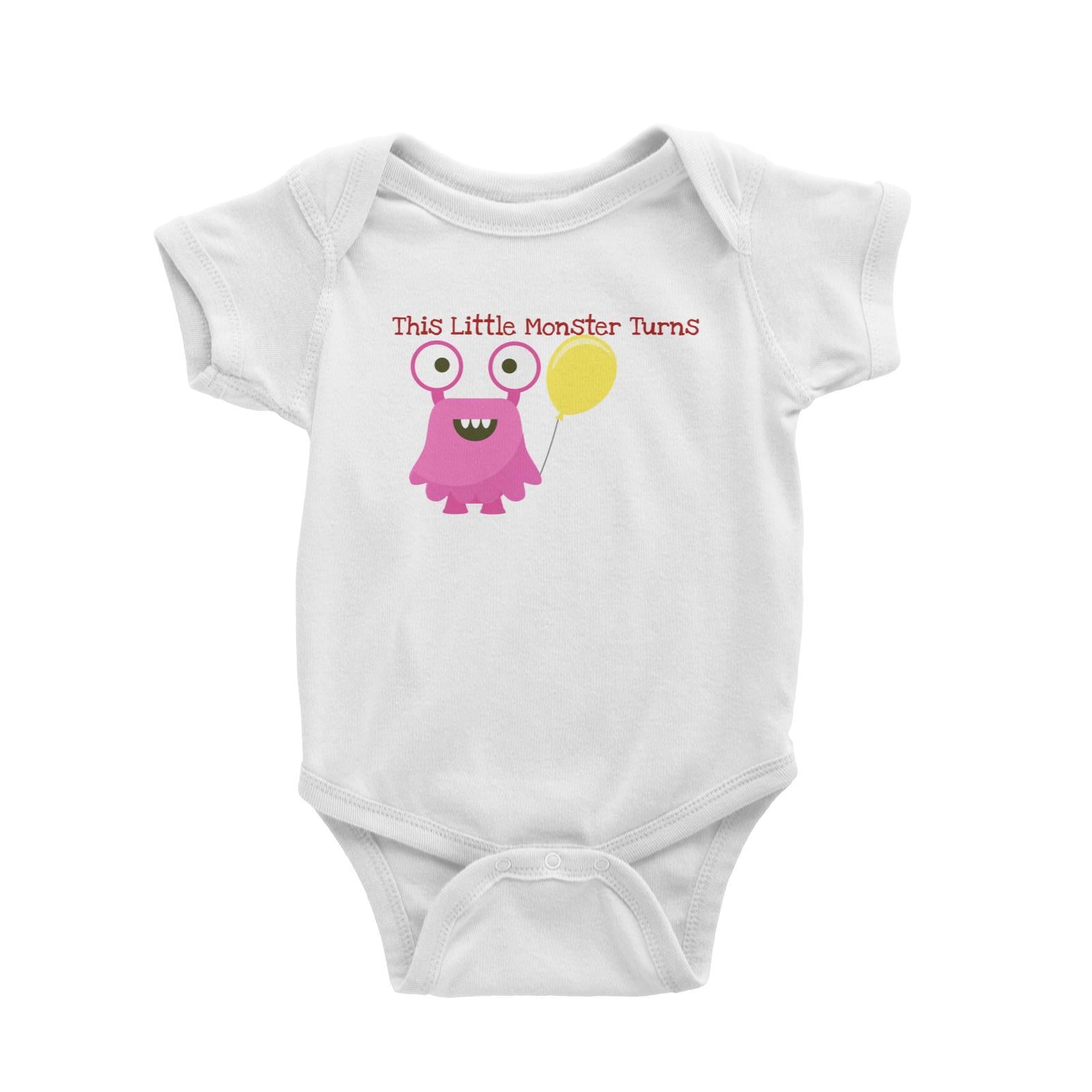 Pink Monster Birthday Theme Personalizable with Name and Number Baby Romper