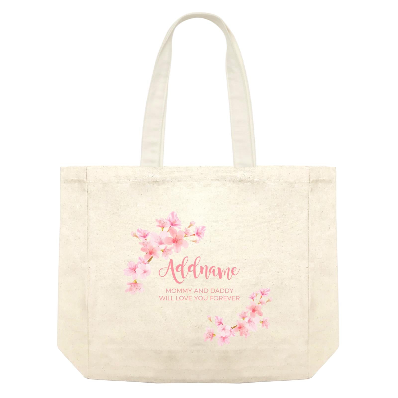 Pink Flower Frame Personalisable with Name and Text Shopping Bag