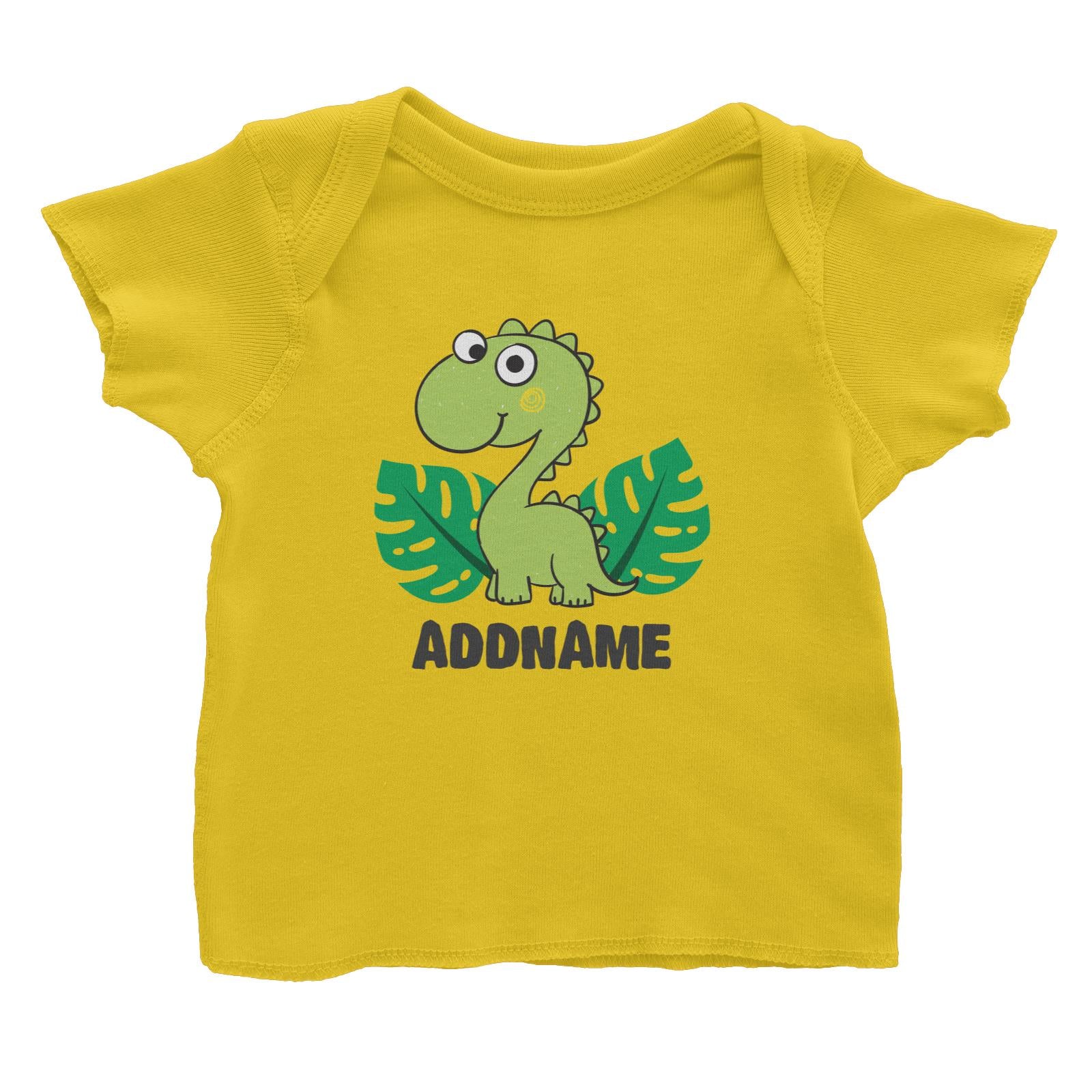 Super Cute Dinosaur With Green Leaves Baby T-Shirt