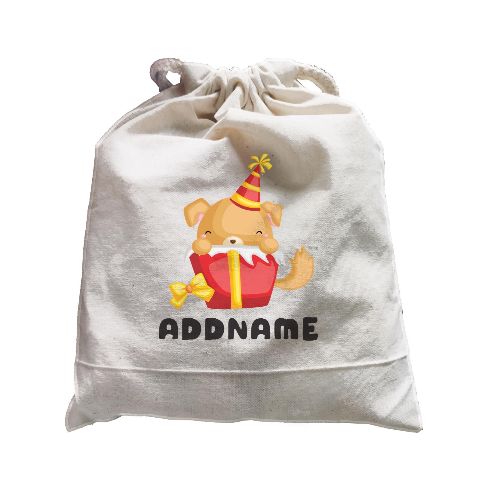 Birthday Friendly Animals Happy Dog Inside Present Box Addname Satchel