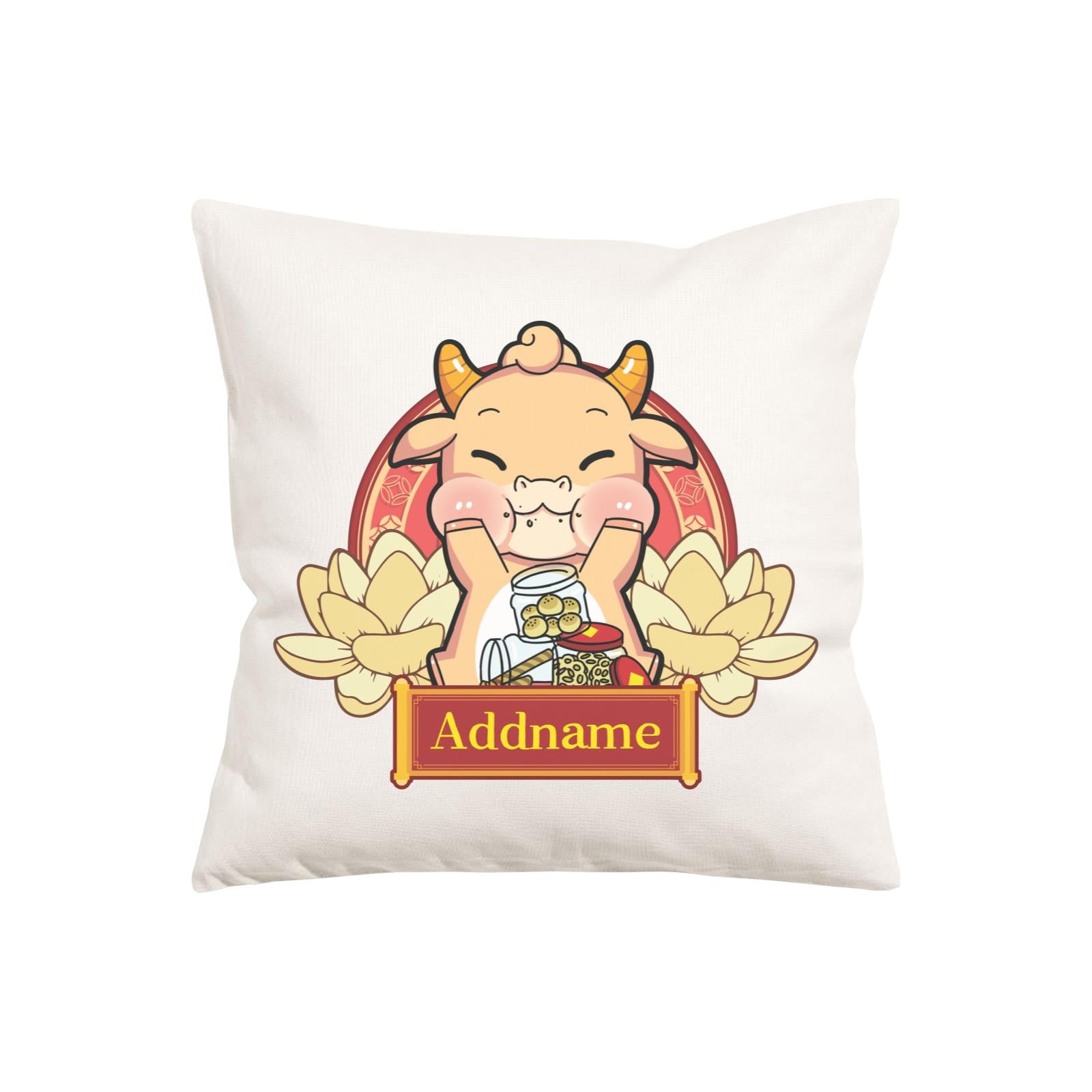 [CNY 2021] Gold Lotus Series Golden Cow with New Year Treats PW Cushion Cover with Inner Cushion