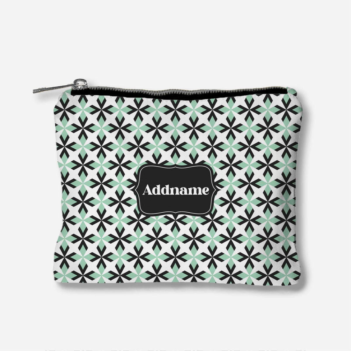 Ixora Series Full Print Zipper Pouch - Black