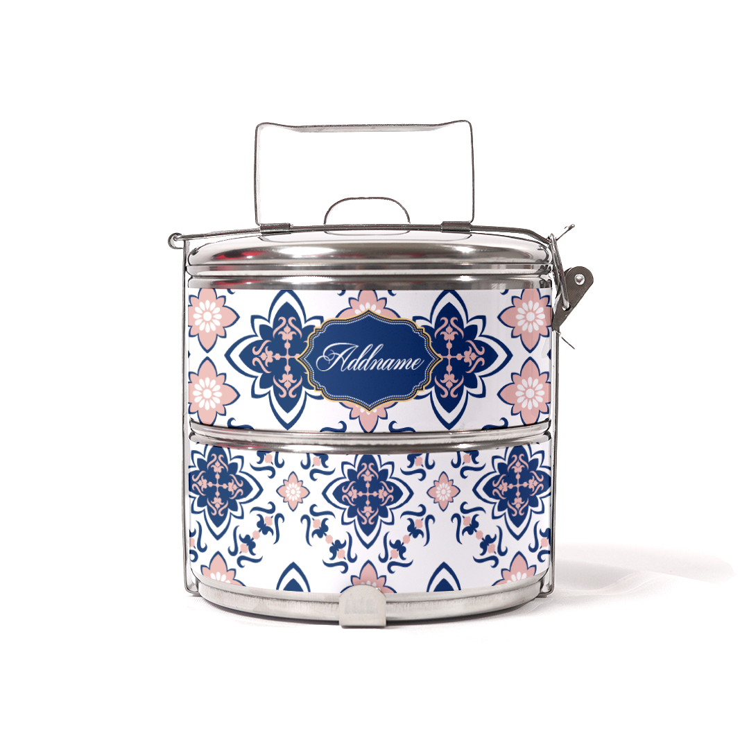 Blush Blue Mosaic Two Tier Tiffin Carrier