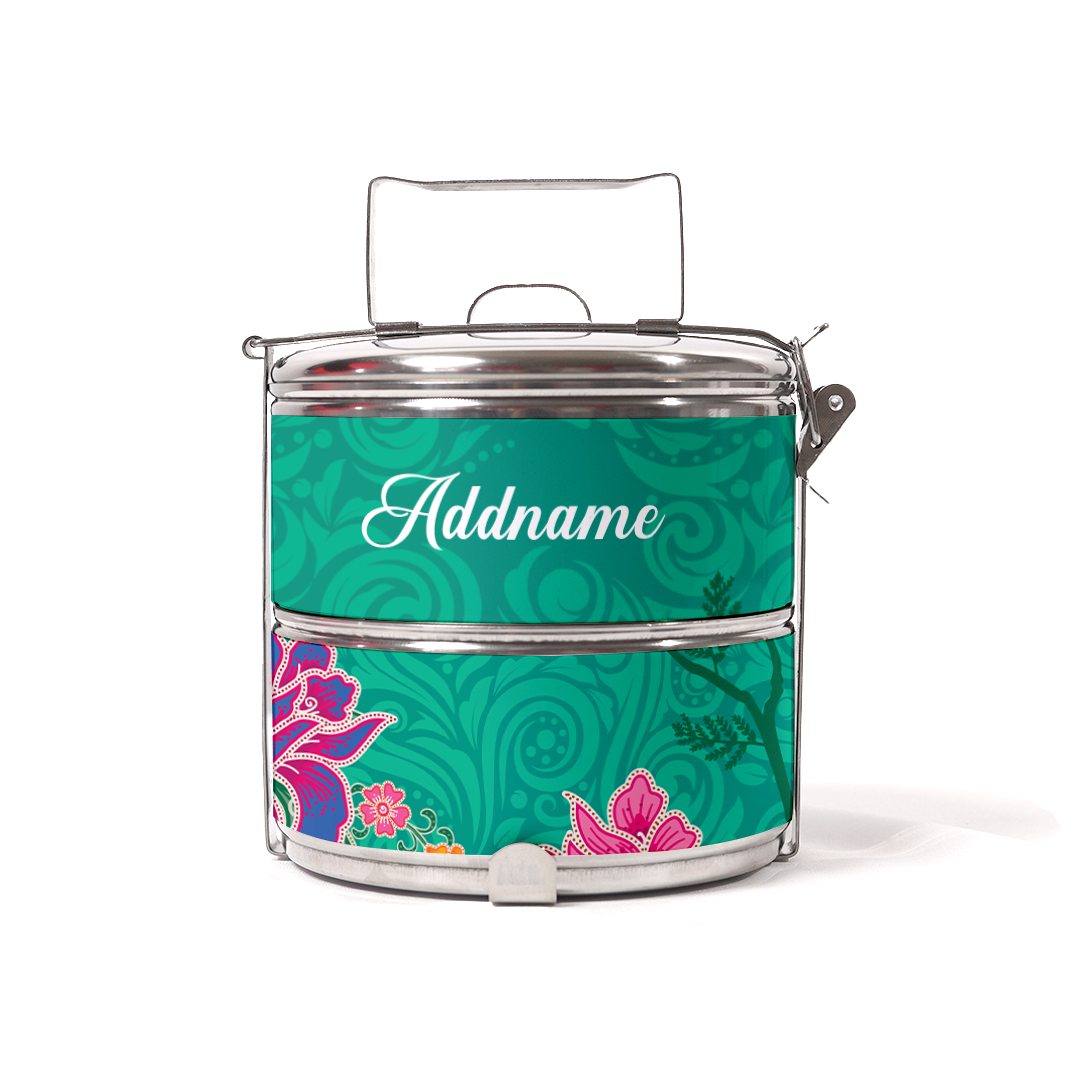 Modern Mahsuri Green - Two-Tier Tiffin Carrier