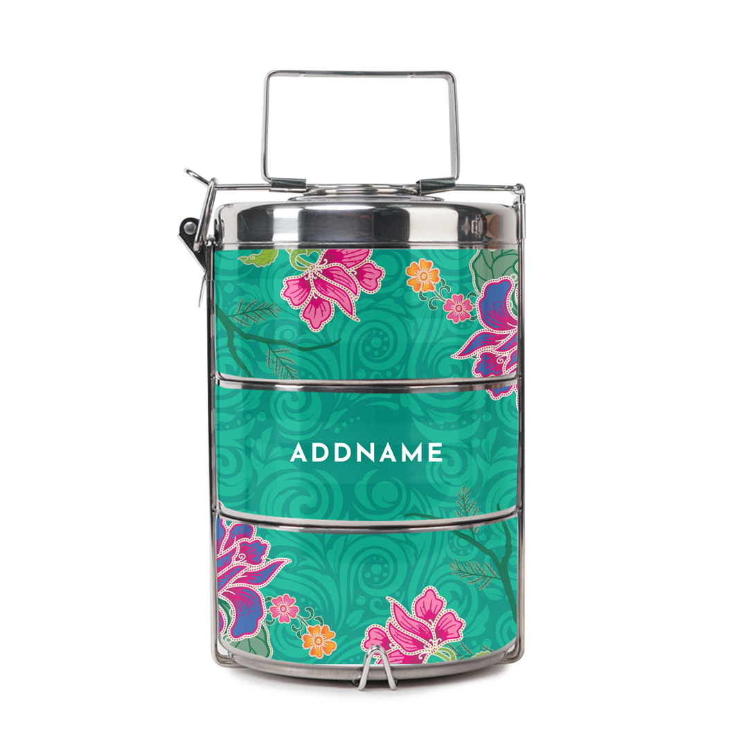 Modern Mahsuri Green - Three-Tier Tiffin Carrier