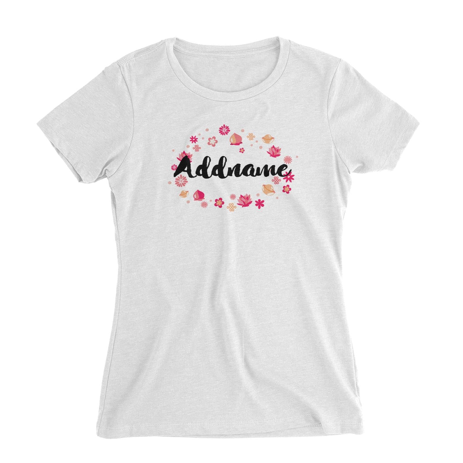 Chinese New Year Addname with Chinese New Year Elements Women's Slim Fit T-Shirt  Personalizable Designs CNY Elements