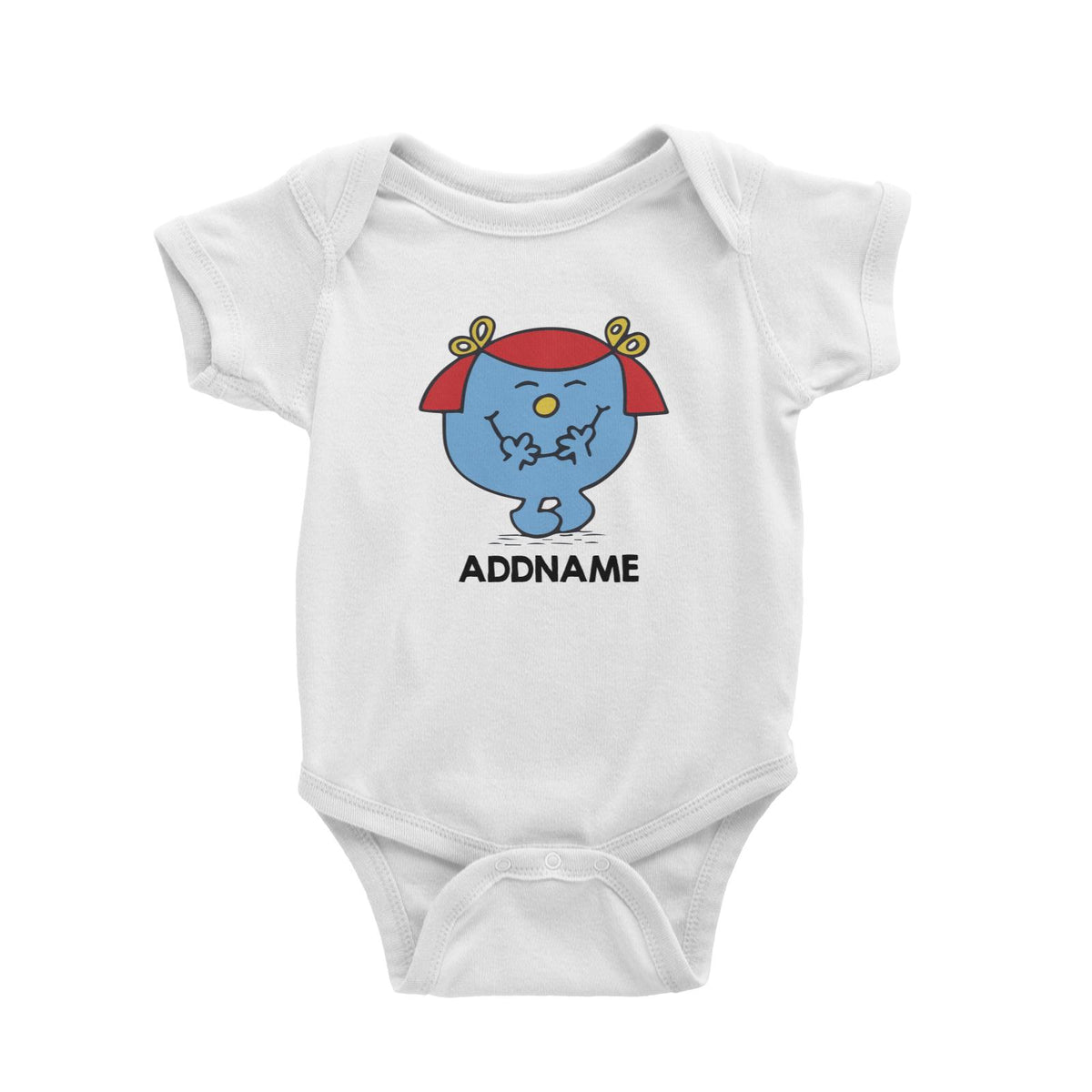 Little Miss Blue Personalised Cartoon White Baby Romper