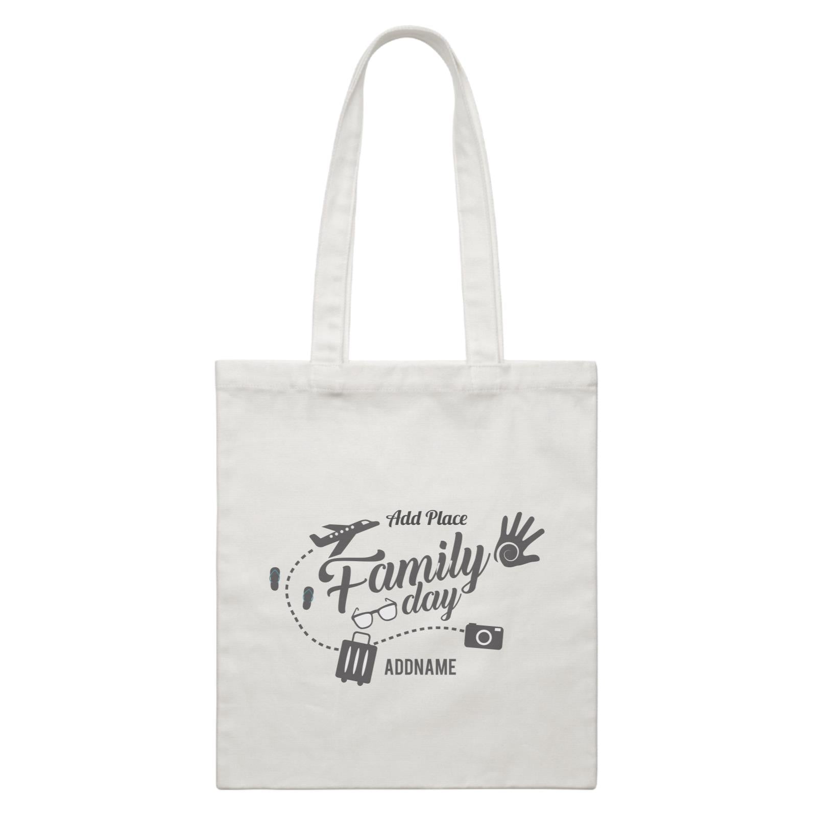 Family Day Flight Vacation Icon Family Day Addname And Add Place Accessories White Canvas Bag