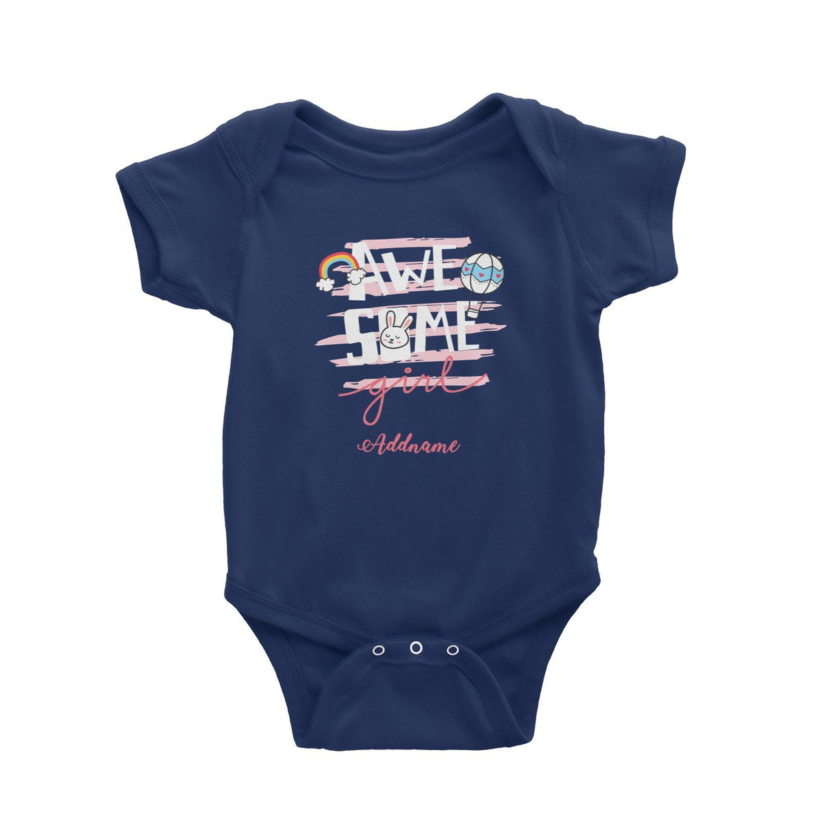 Awesome Girl with Bunny Elements Addname Baby Romper