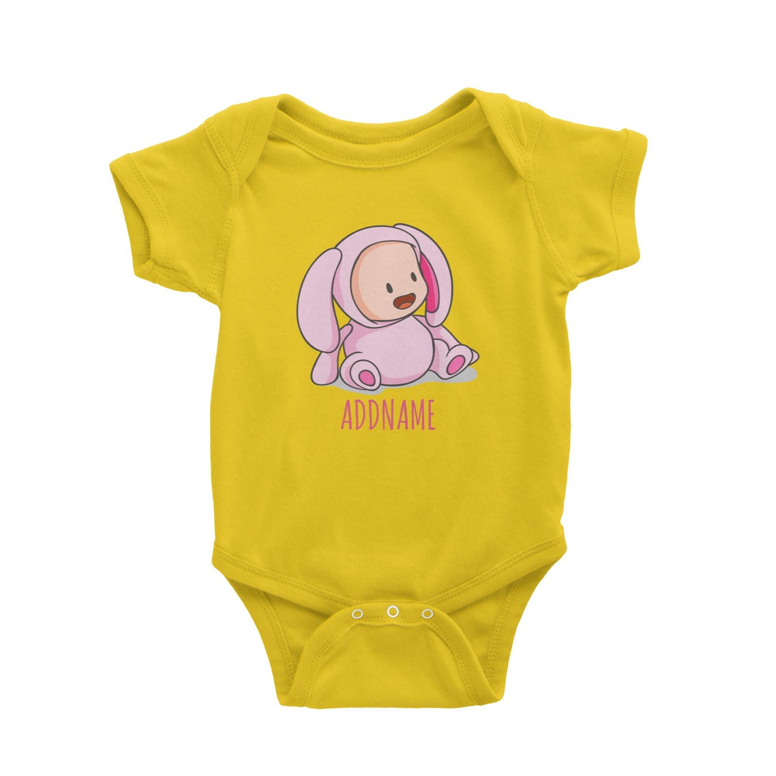 Cute Baby in Pink Rabbit Suit Addname Baby Romper
