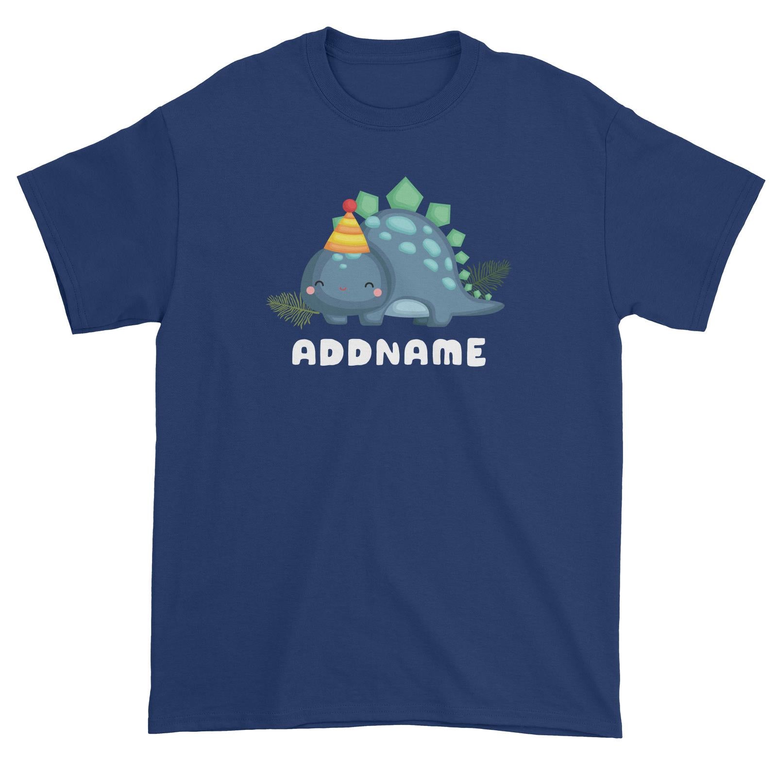 Birthday Dinosaur Happy Blue Stegosaurus Addname Unisex T-Shirt