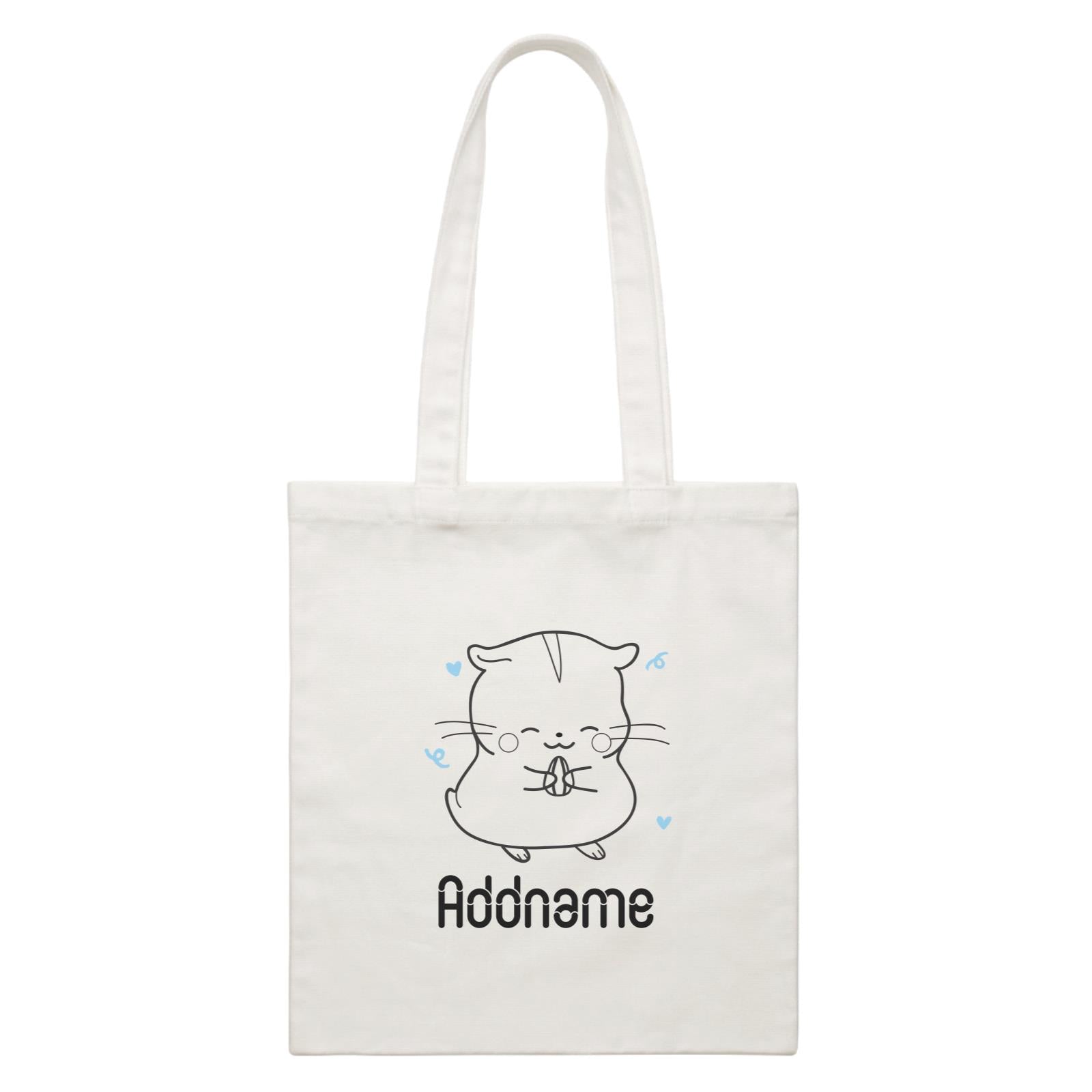 Coloring Outline Cute Hand Drawn Animals Farm Hamster Addname White White Canvas Bag