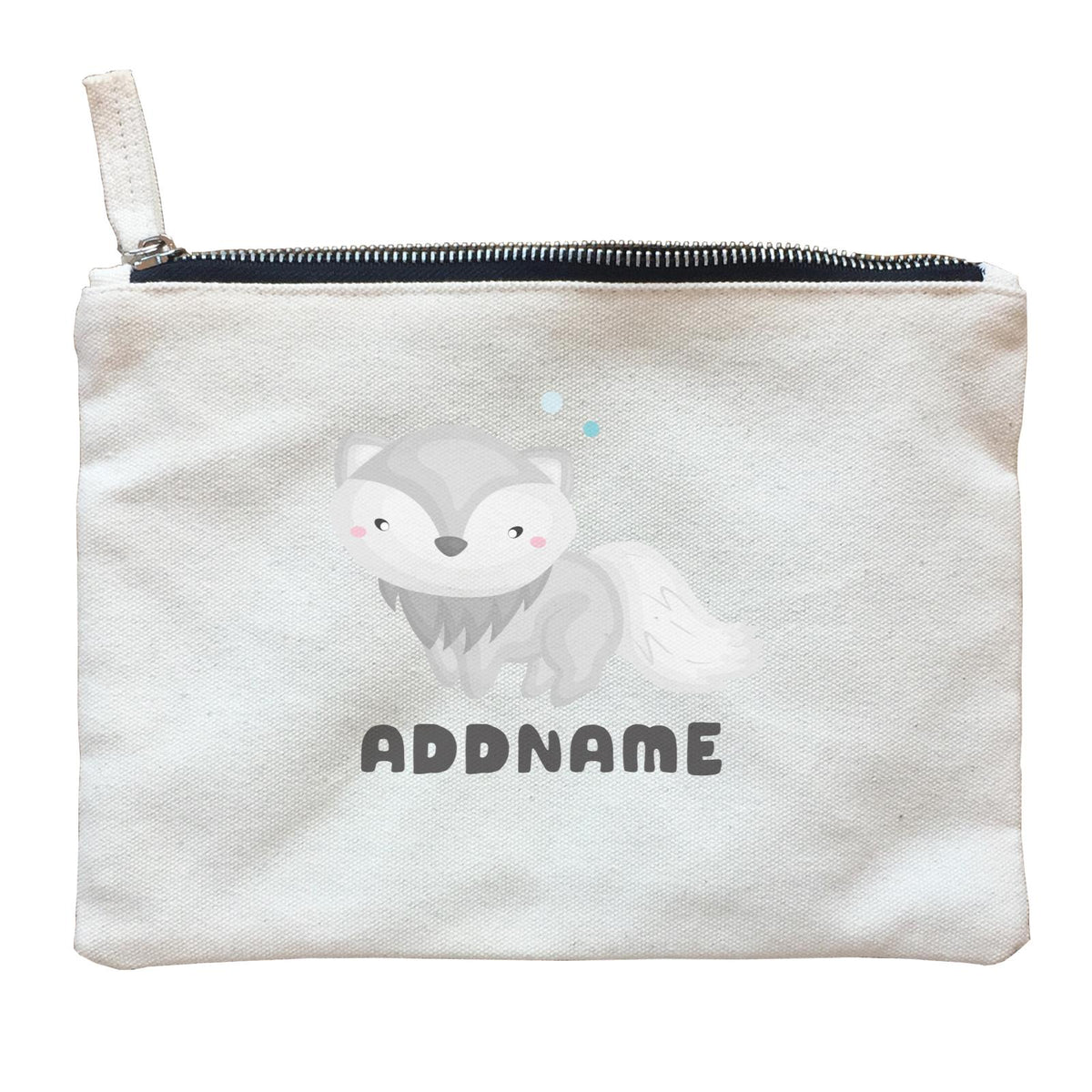 Birthday Winter Animals Snow Fox Addname Zipper Pouch