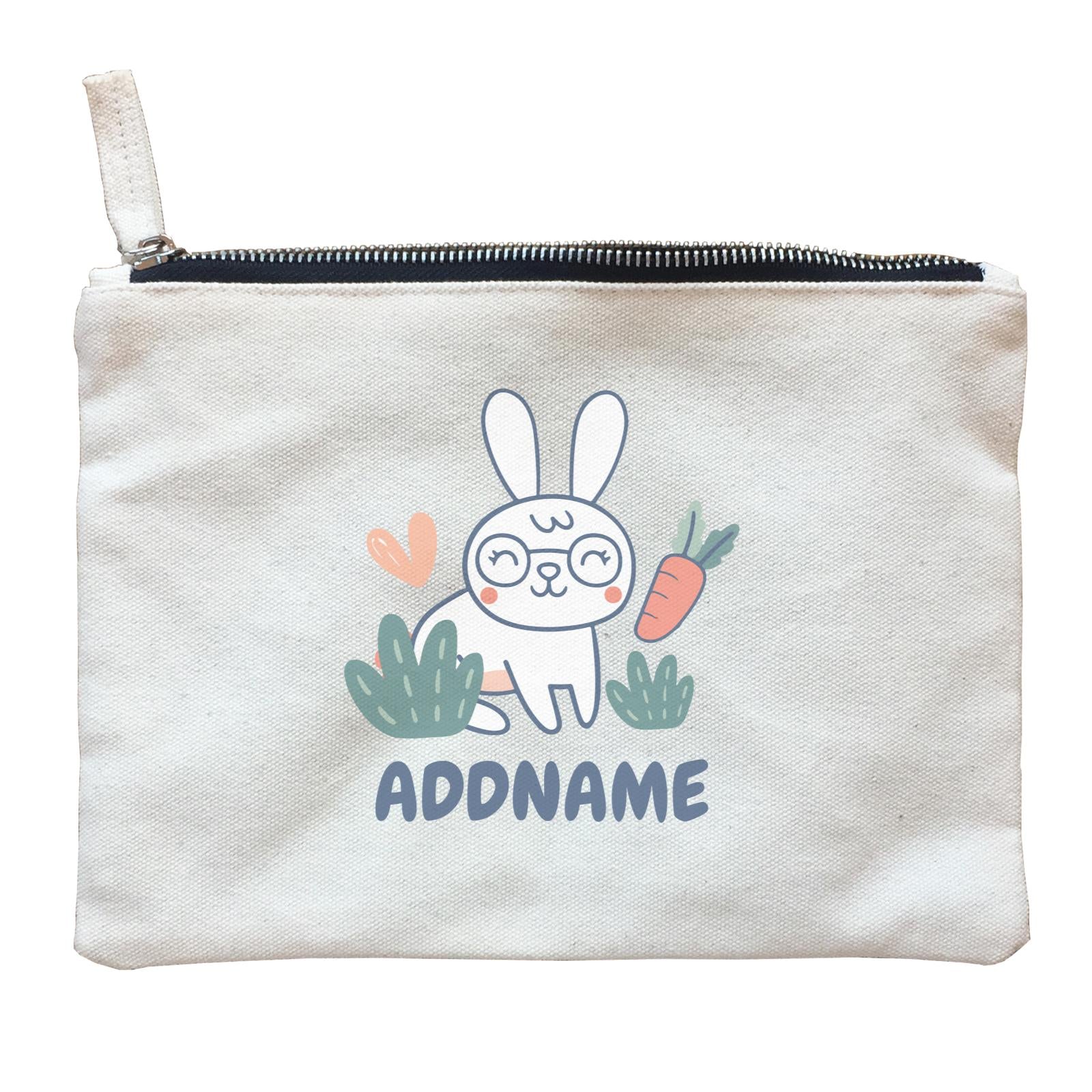 Super Cute Rabbit With Glasses Zipper Pouch