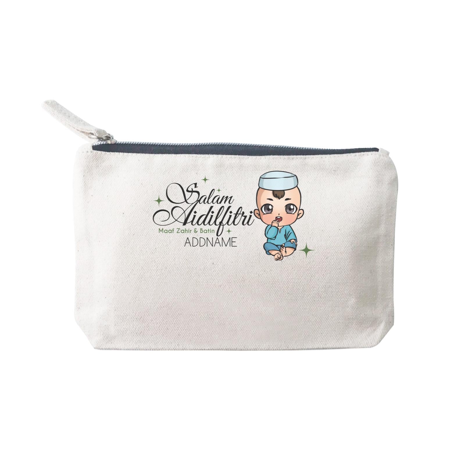 Raya Chibi Wishes Baby Boy Addname Wishes Everyone Salam Aidilfitri Maaf Zahir & Batin Mini Accessories Stationery Pouch 2