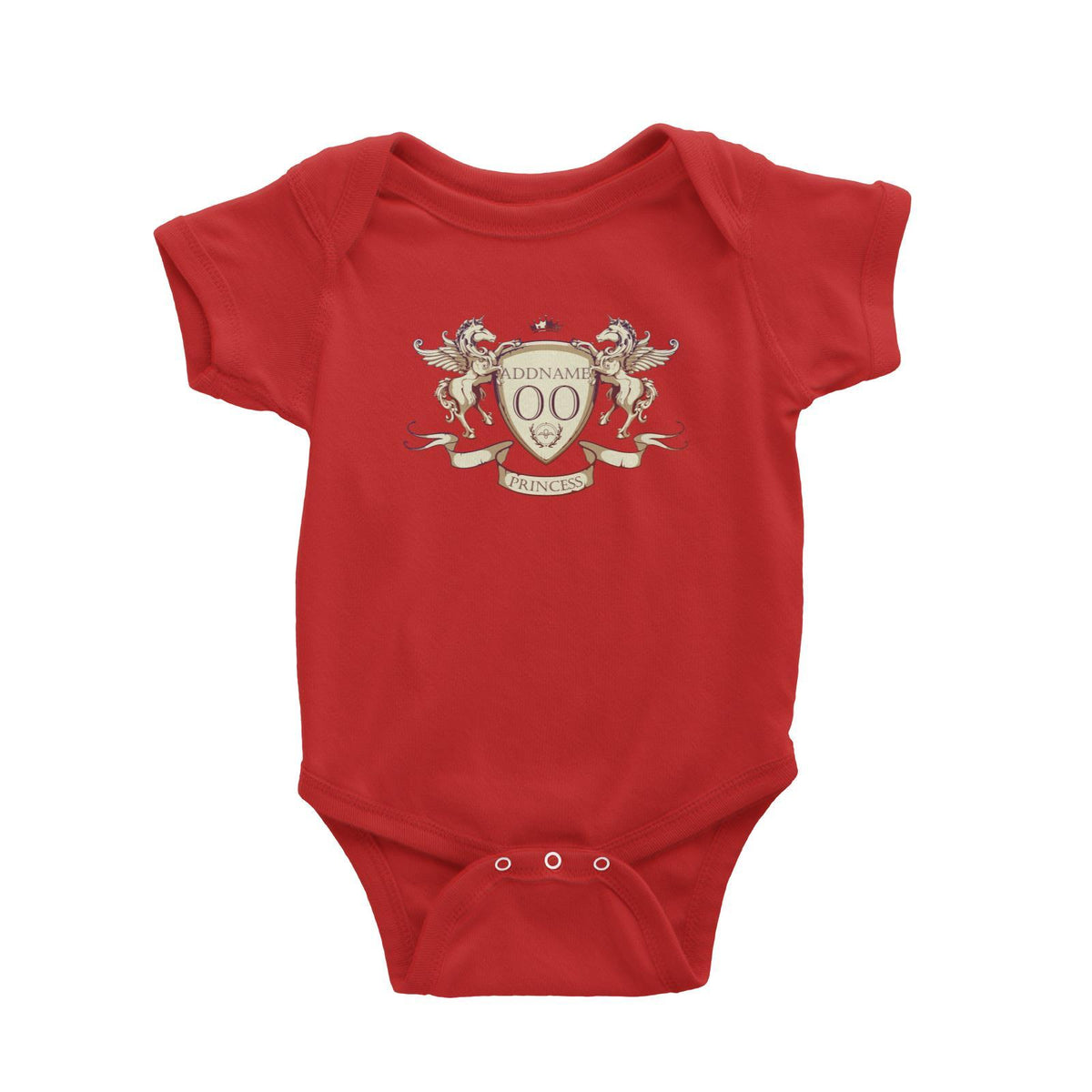 Horse Royal Emblem Princess Personalizable with Name and Number Baby Romper