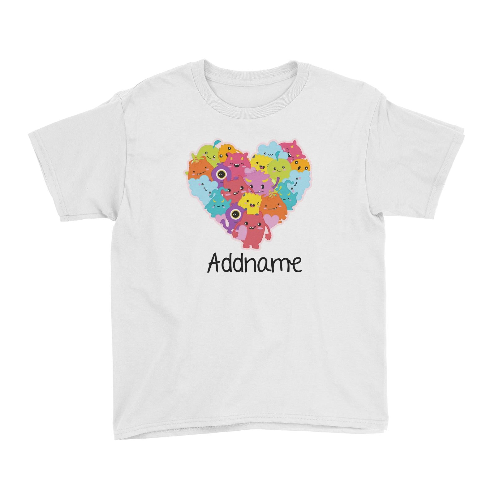 Cute Animals And Friends Series Cute Little Monster Group Heart Addname Kid's T-Shirt