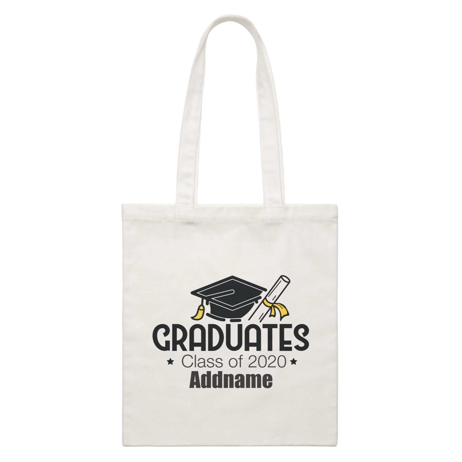 Graduation Series Cap with Scroll Graduates White Canvas Bag