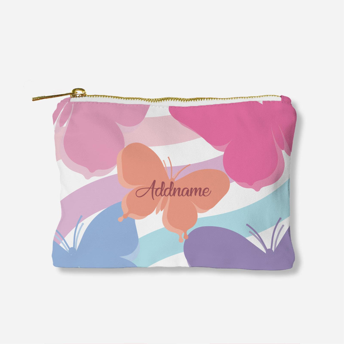 Butterfly Series Full Print Zipper Pouch - Pink