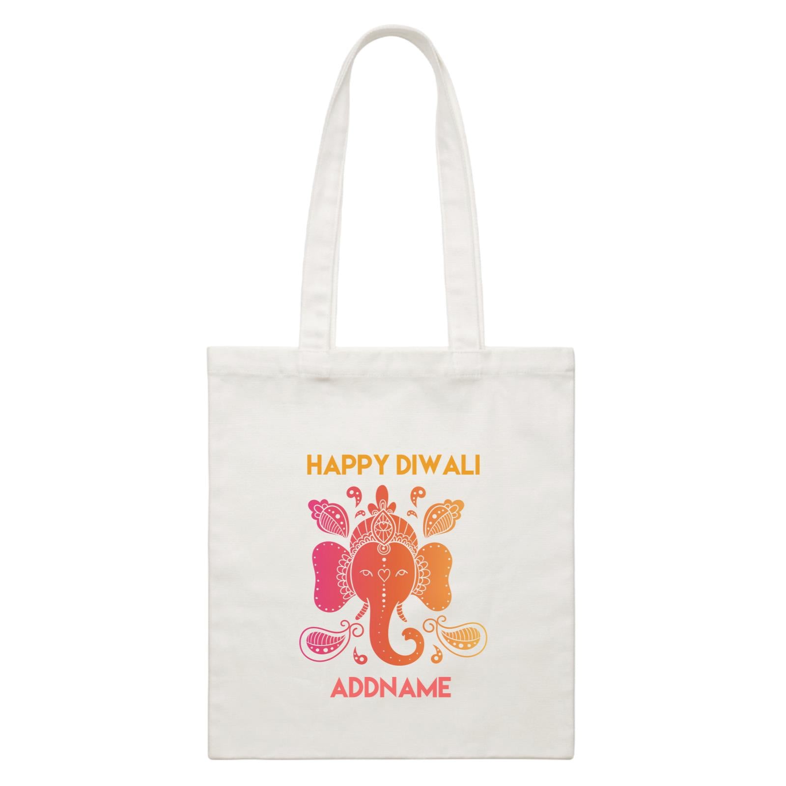 Deepavali Happy Diwali Ganesha Personalisable White Canvas Bag