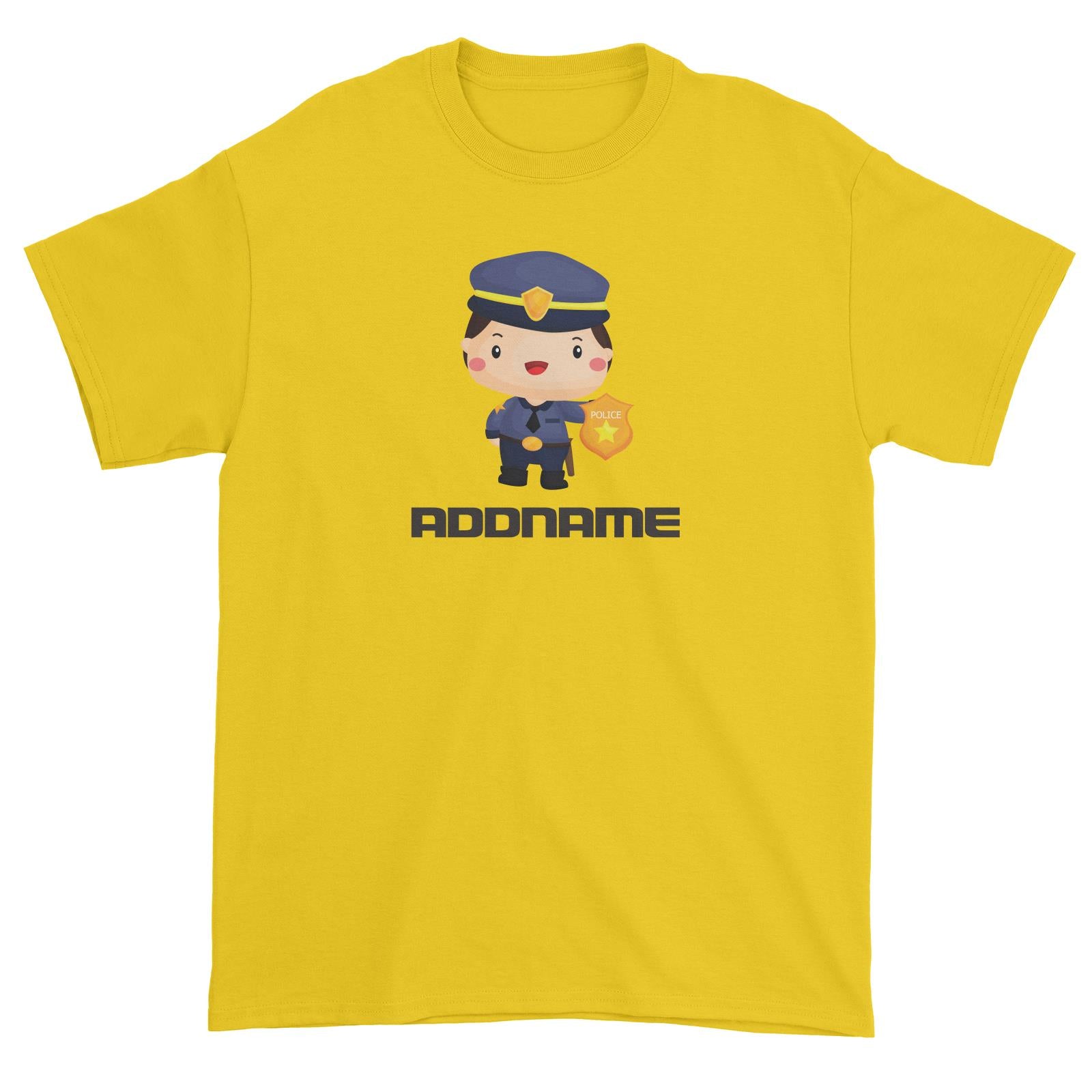 Birthday Police Officer Boy In Suit Addname Unisex T-Shirt
