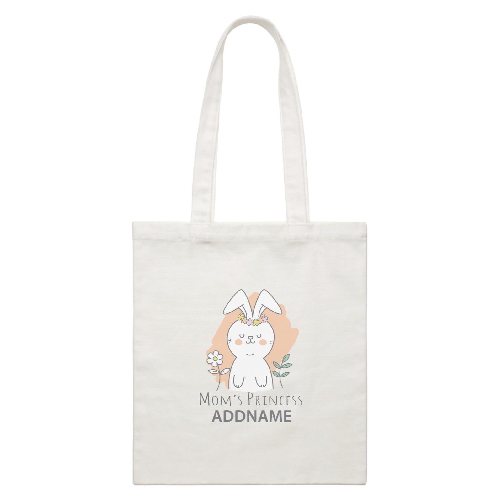 Cool Cute Animals Rabbit Mom's Princess Addname White Canvas Bag
