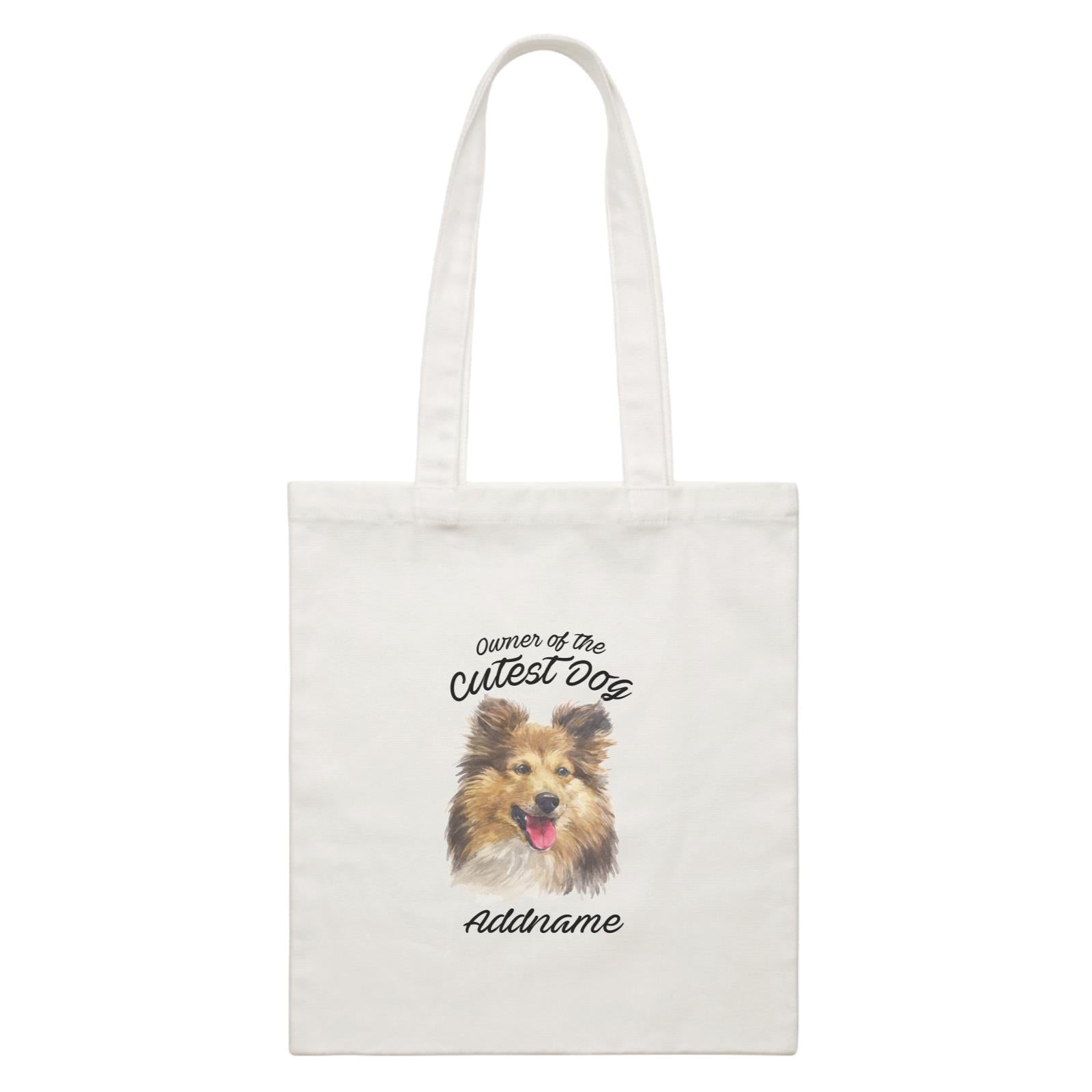 Watercolor Dog Owner Of The Cutest Dog Shetland Sheepdog Addname White Canvas Bag