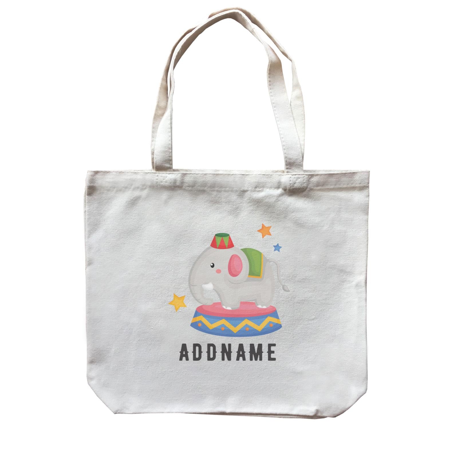 Birthday Circus Elephant Performance Addname Canvas Bag