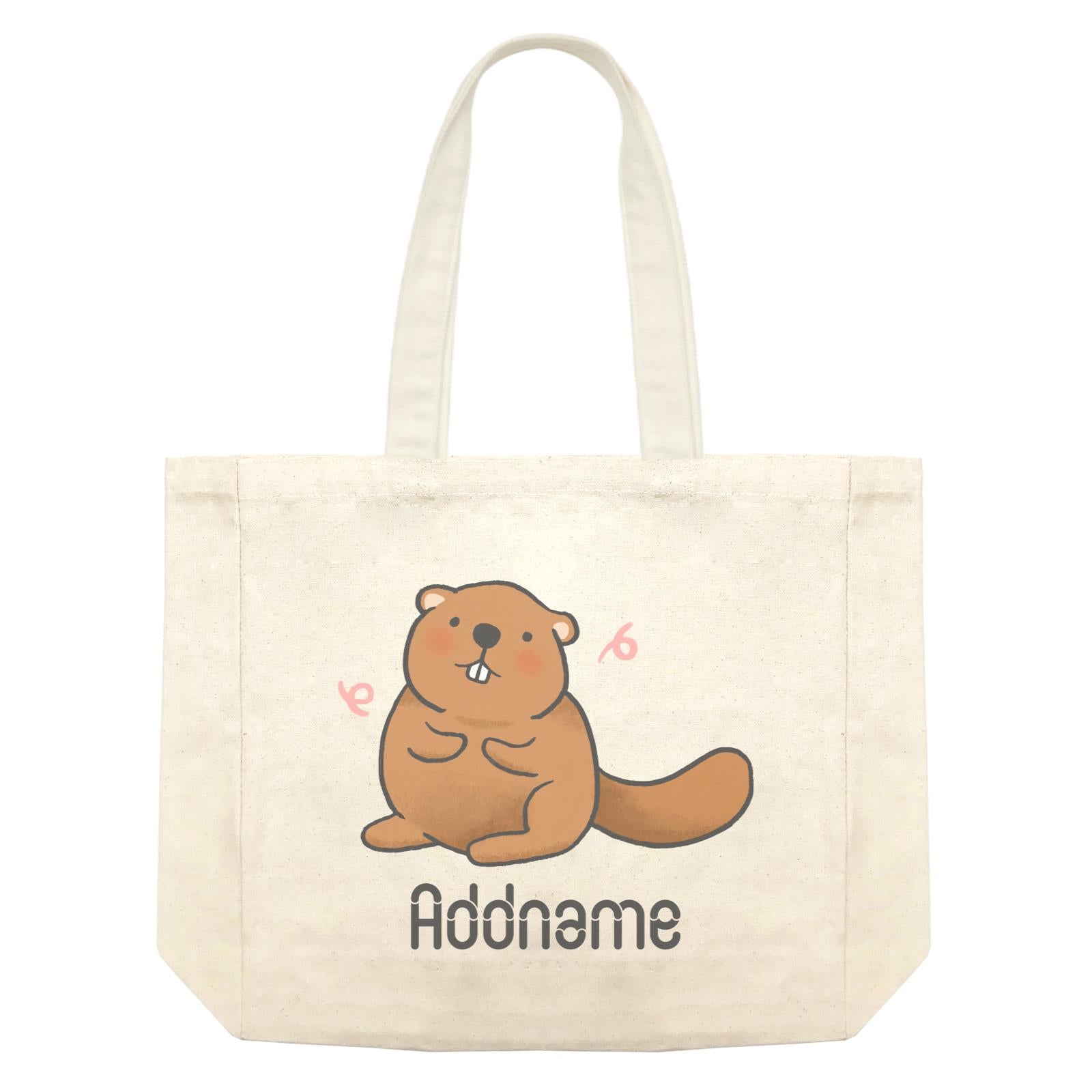 Cute Hand Drawn Style Beaver Addname Shopping Bag
