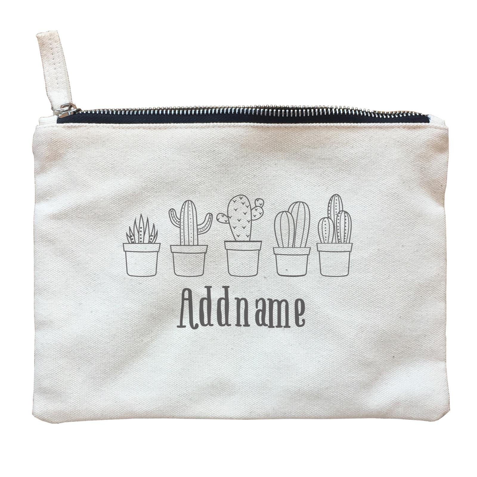 Random Quotes Doodle Cactus Addname Zipper Pouch