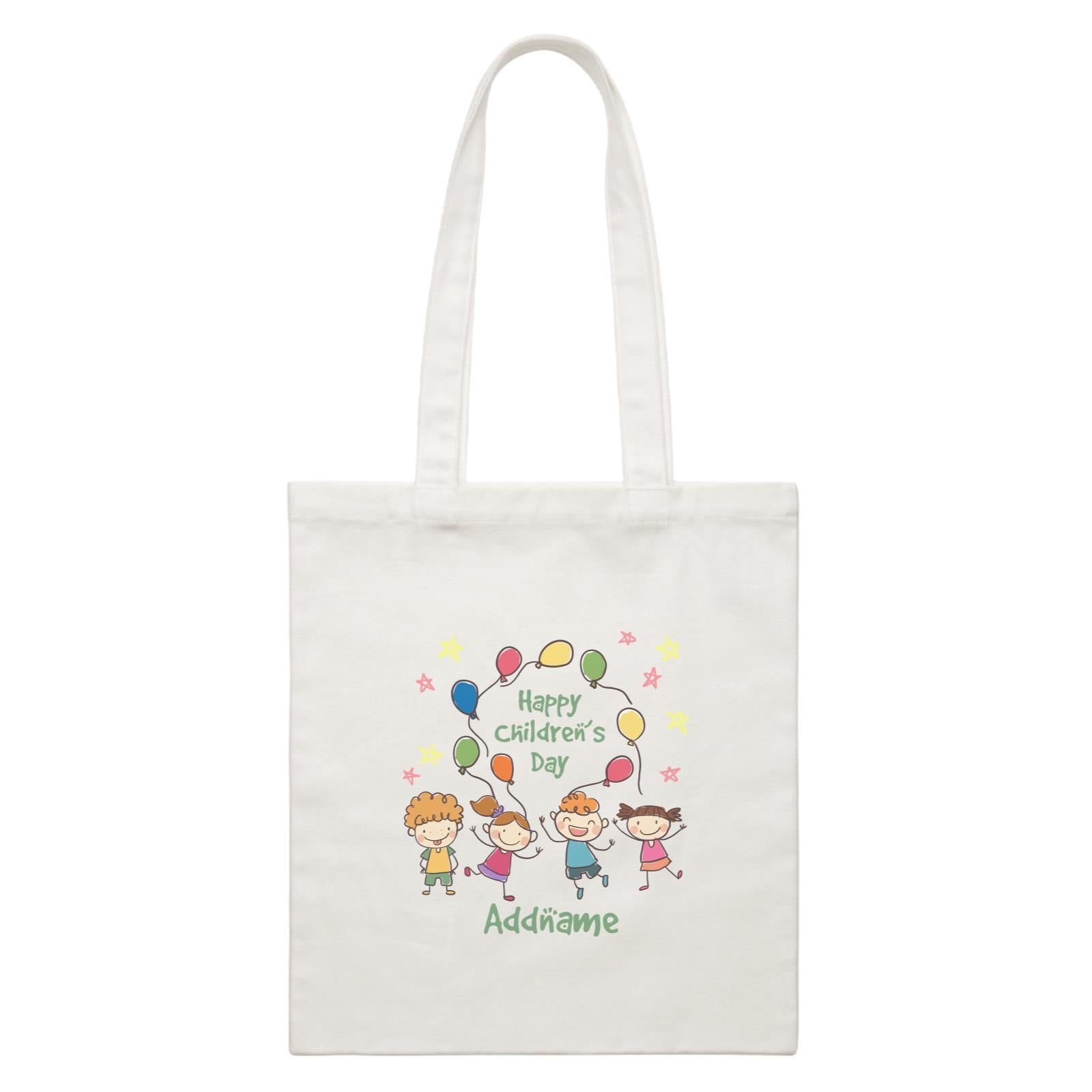 Children's Day Gift Series Four Cute Children With Balloons Addname  Canvas Bag