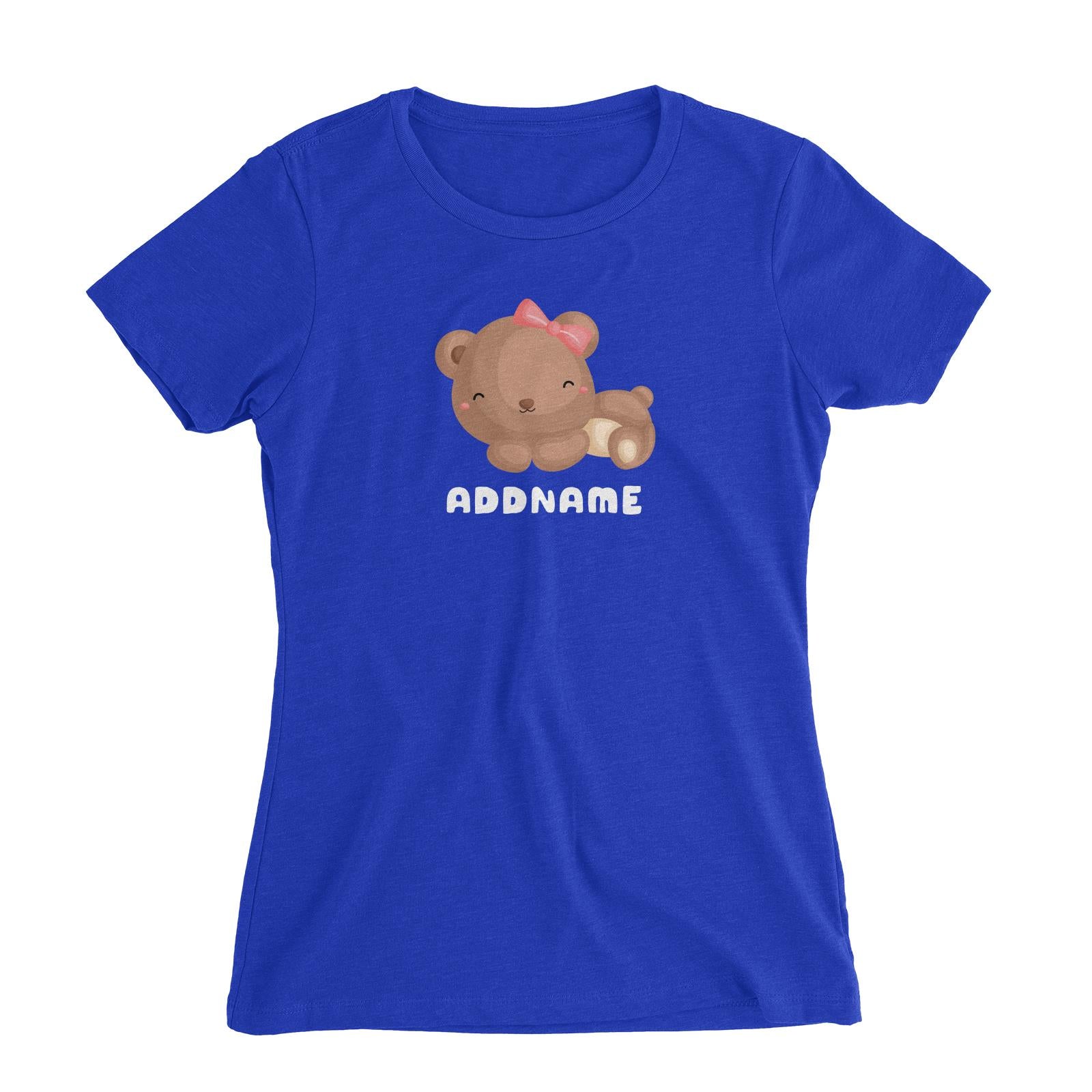 Birthday Friendly Animals Happy Sleeping Bear Addname Women's Slim Fit T-Shirt