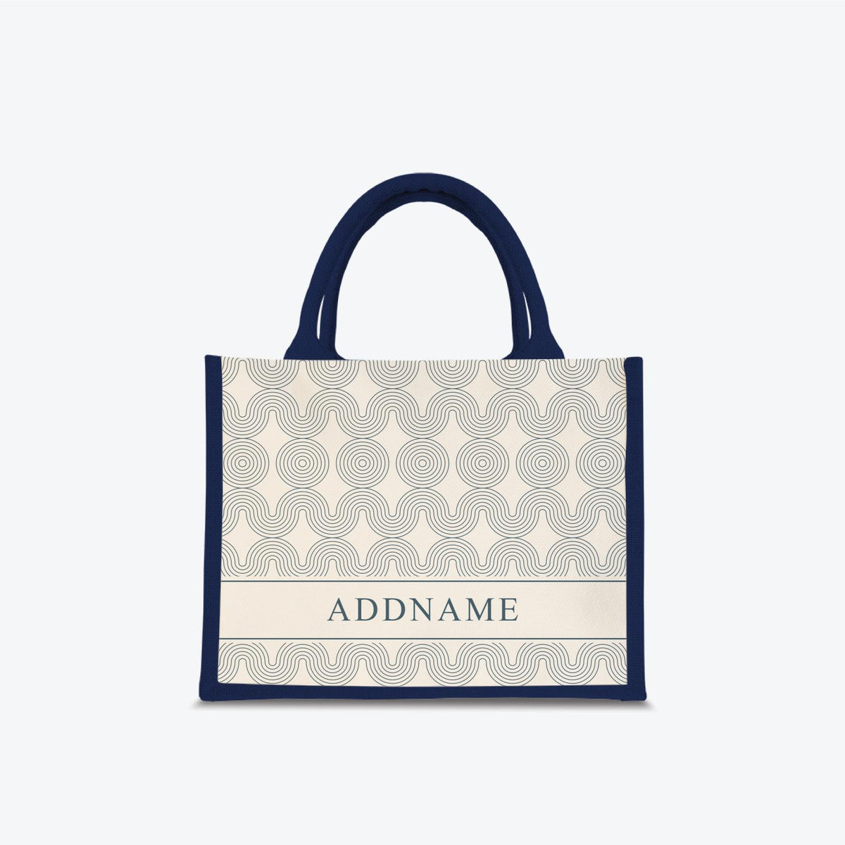 Moire Series Half Lining Jute Bag - Navy Blue