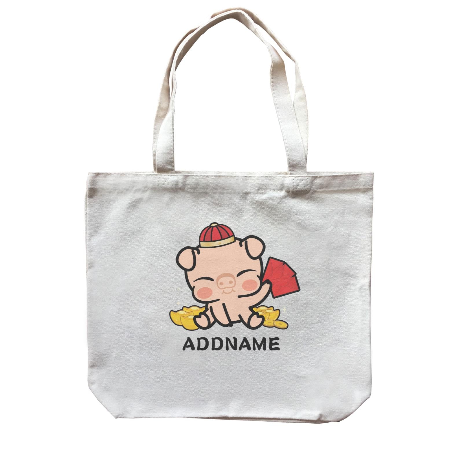 Properity Pig Baby Full Body with Red Packets And Gold Accessories Canvas Bag