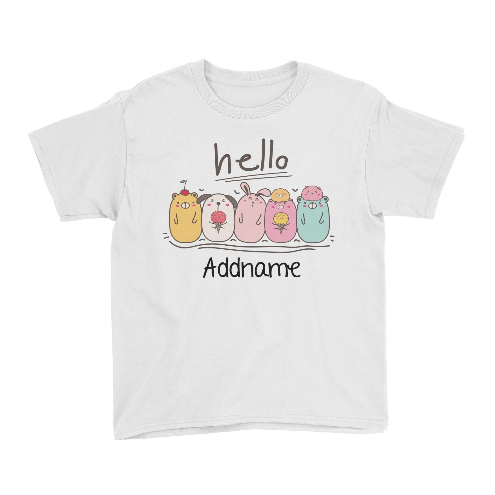 Cute Animals And Friends Series Cute Animals Ice Cream Group Addname Kid's T-Shirt