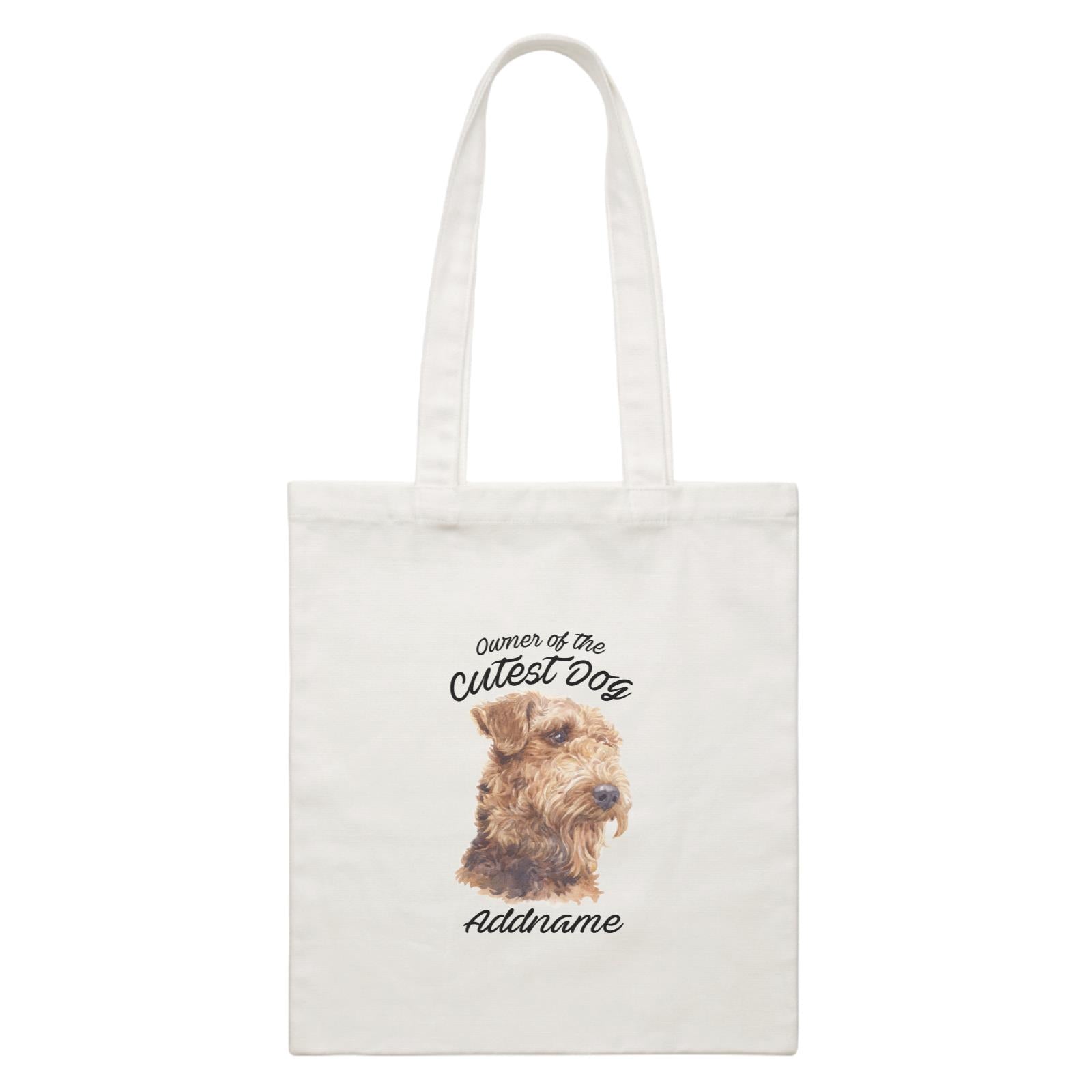 Watercolor Dog Owner Of The Cutest Dog Airedale Terrier Addname White Canvas Bag